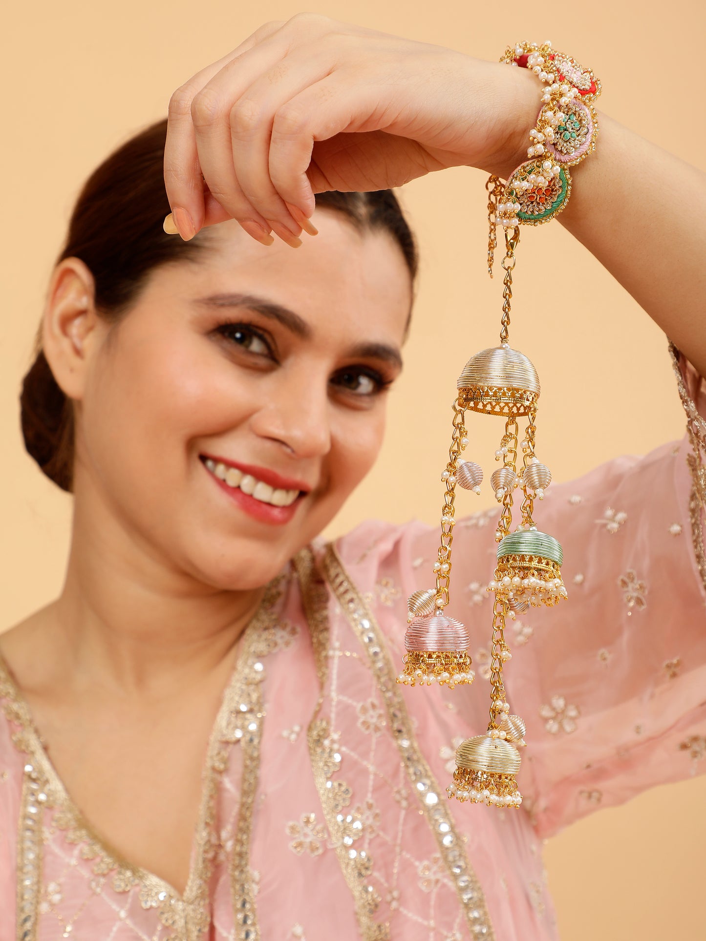 Mini Rang Pair of Metal-Dabka Latkans