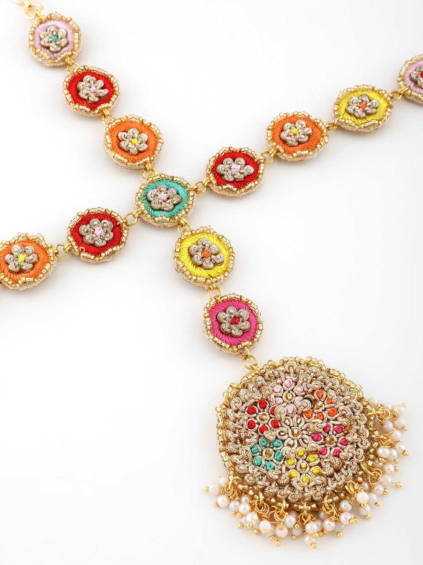 Ramya (Earrings, Mathapatti & Sleek Necklace Set)