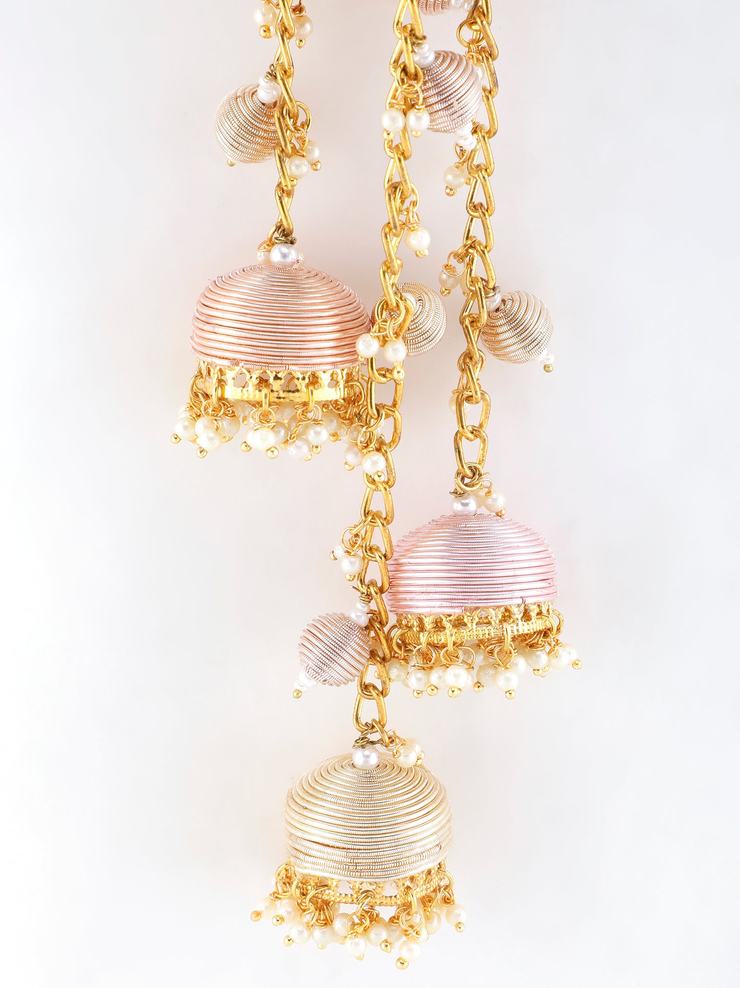 Beaming Bud Orange Pair of Metal-Dabka Latkans