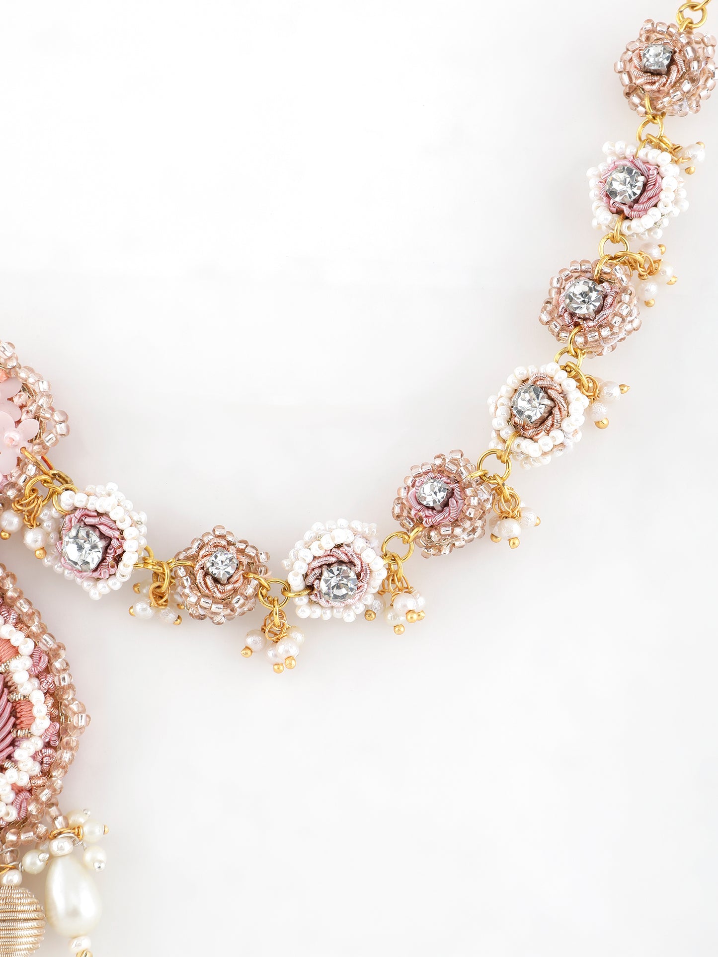 Khoobsurat Pink Earring With Single Layer Earchain