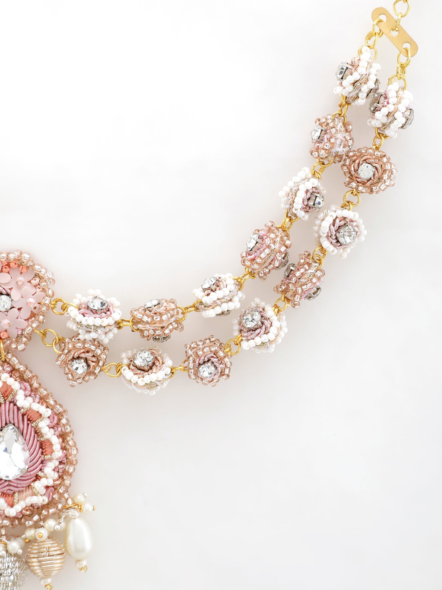 Khoobsurat Pink Earring With Double Layer Earchain