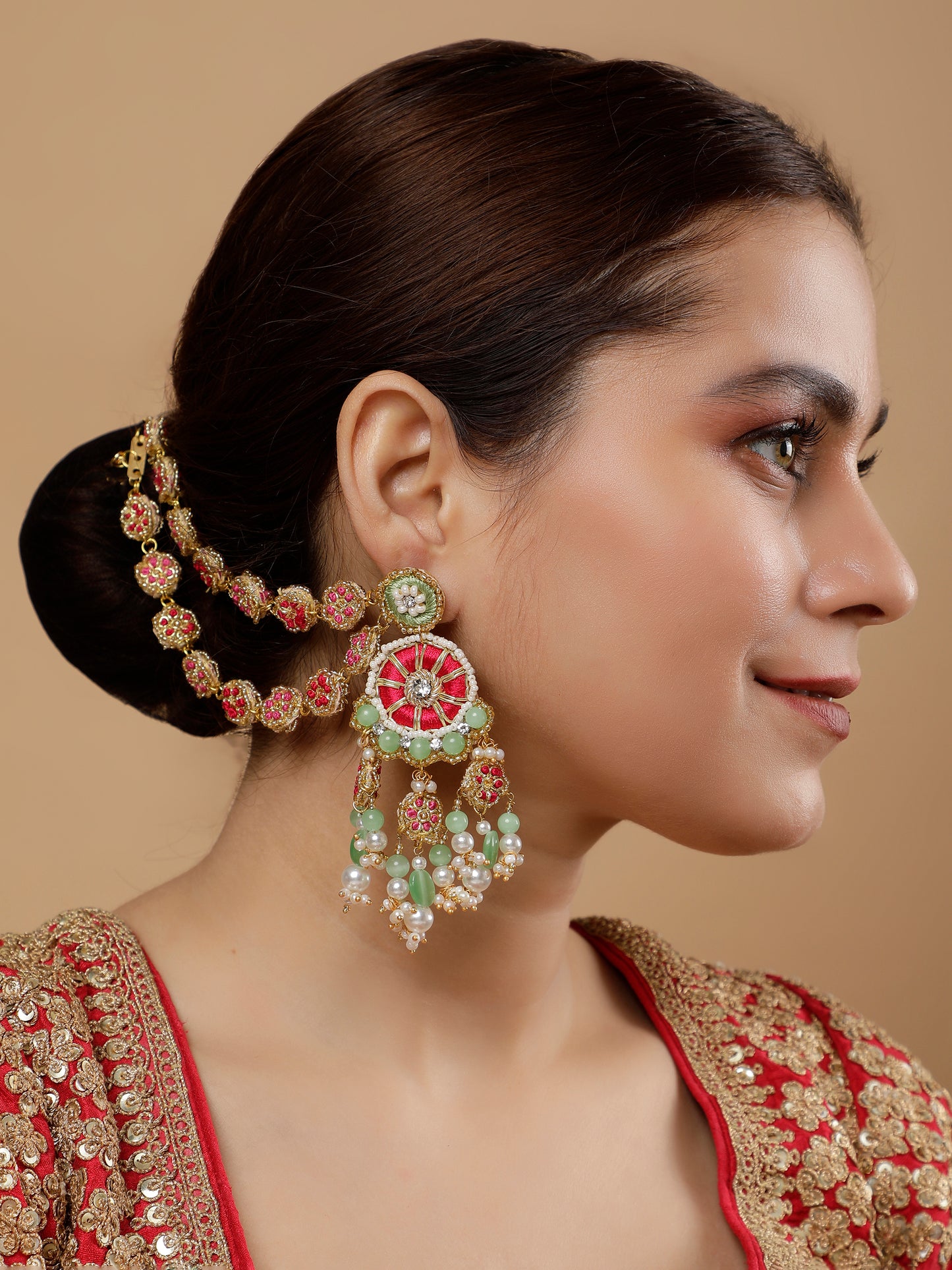 Saanjh Earrings With Double Layer Earchains