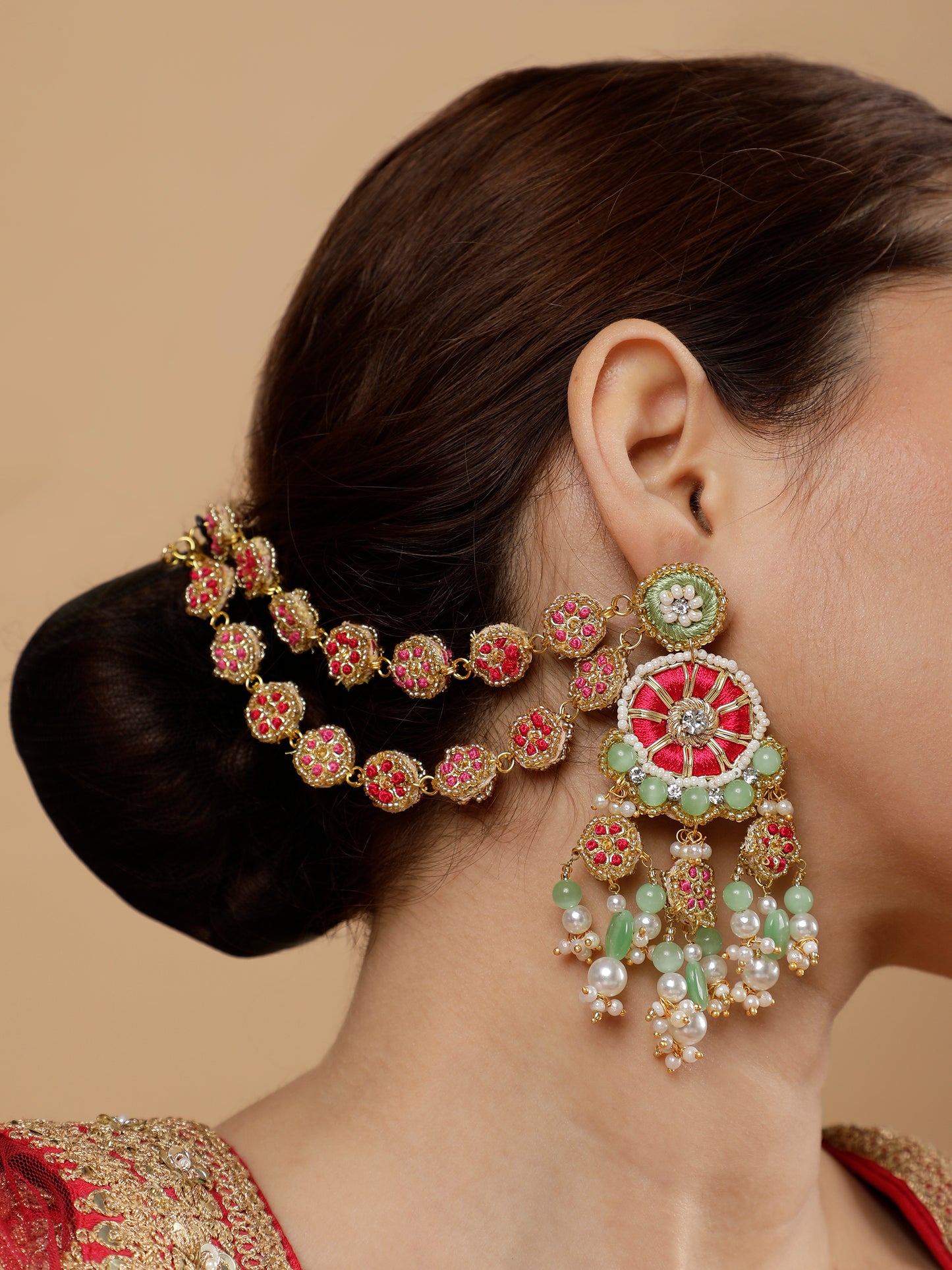 Saanjh Earrings With Double Layer Earchains