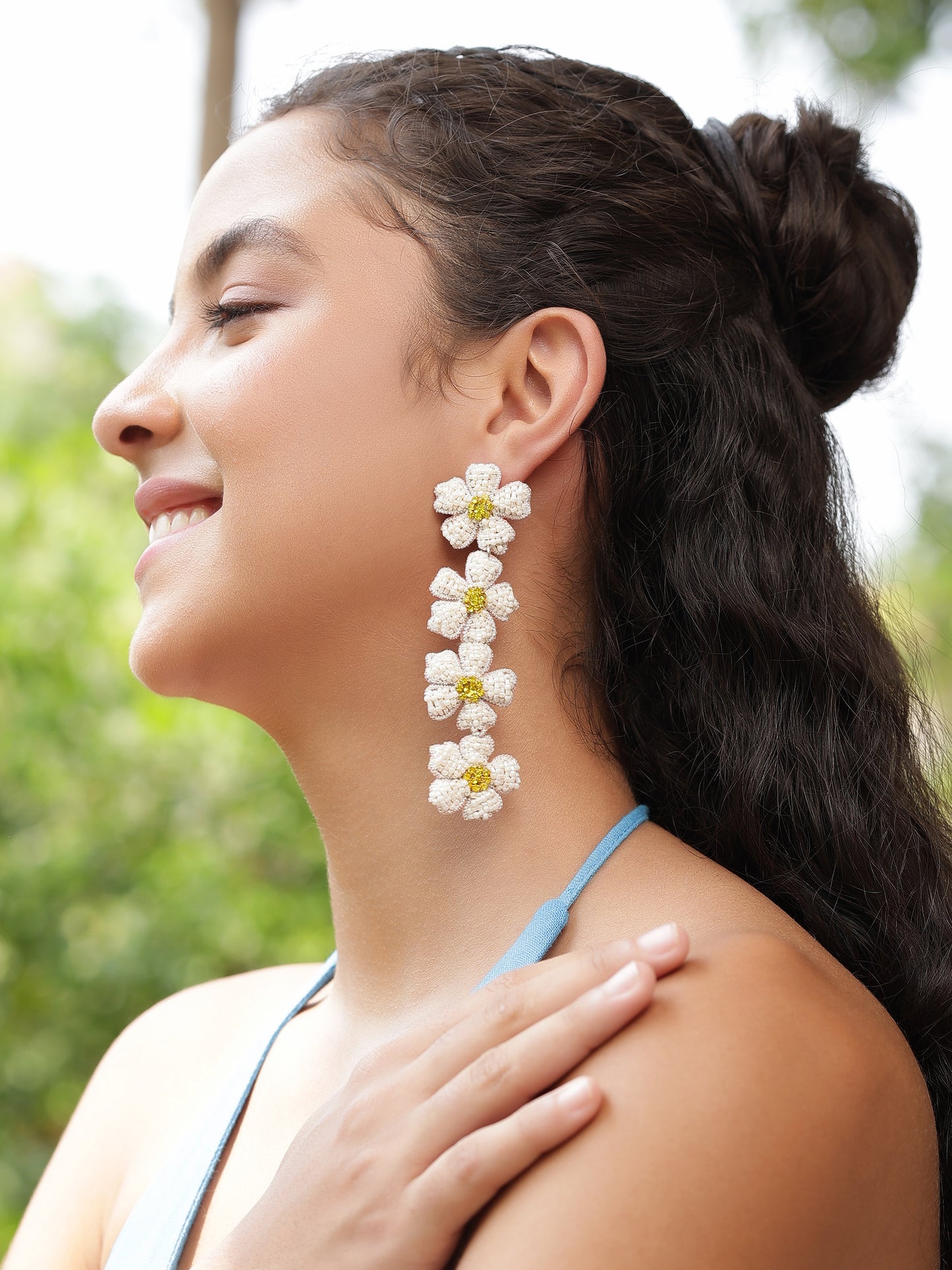 Bloom Drop Earrings - White