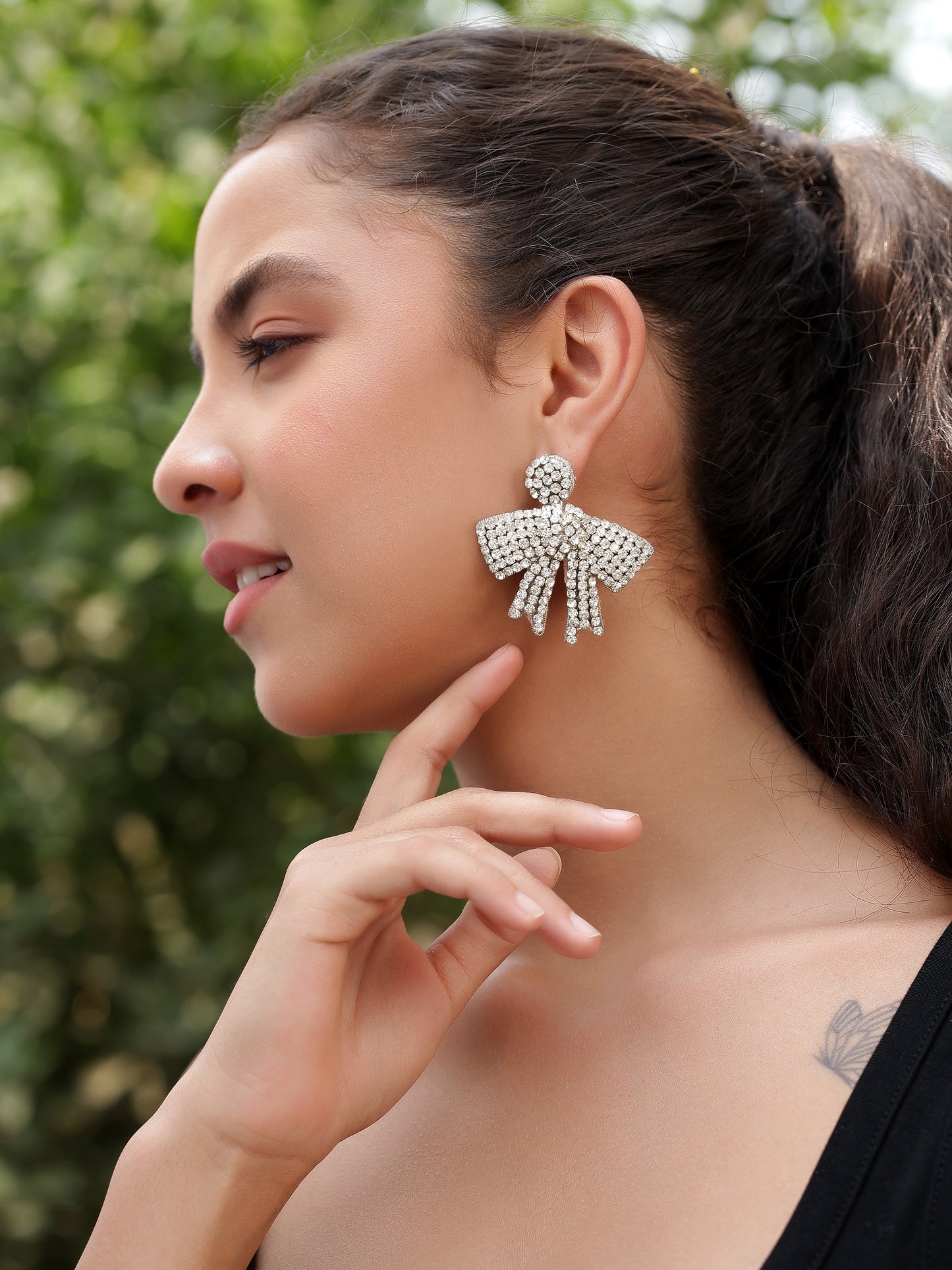 Bow Rhinestone Earrings