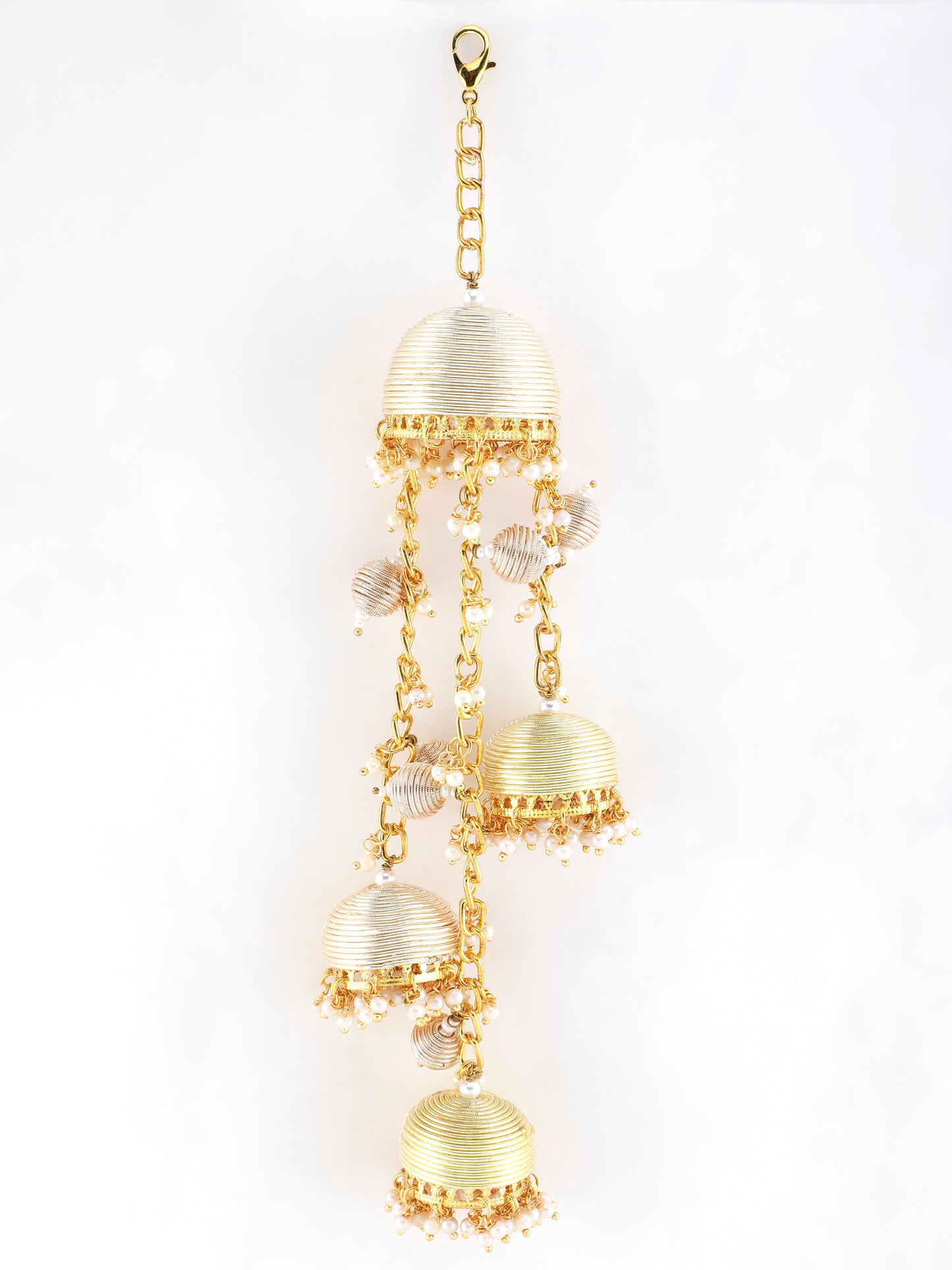 Falguni Yellow Pair of Metal-Dabka Latkans