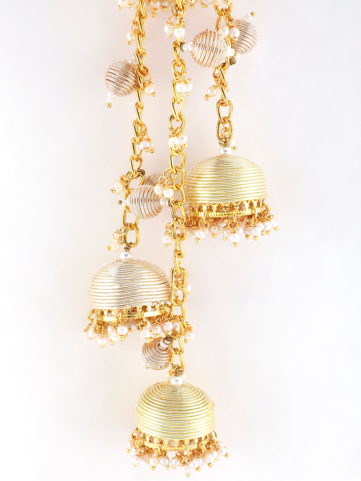 Falguni Yellow Pair of Metal-Dabka Latkans
