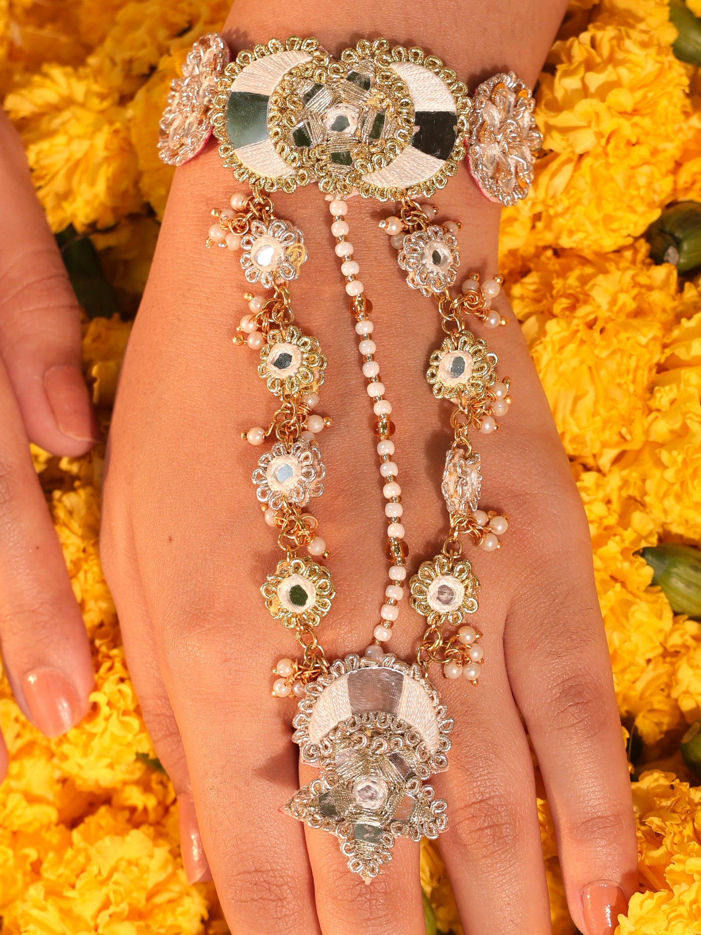 Gul Sitara Gold Pair of Hathphool