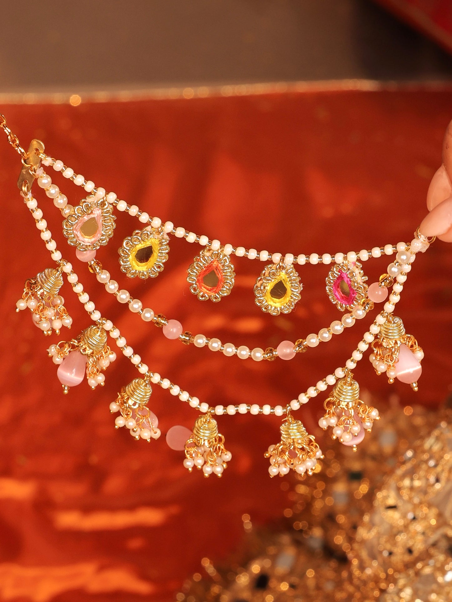 Gul Sitara Multi (Earrings & Mathapatti Set)