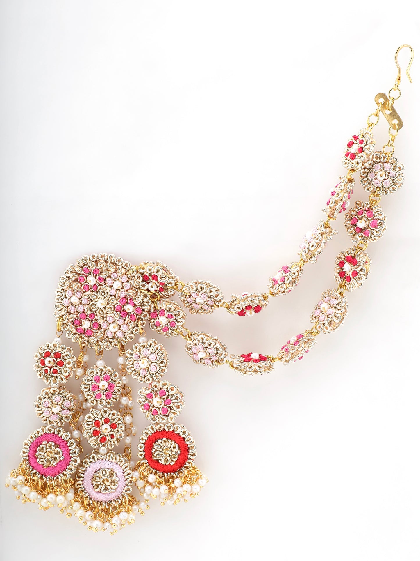 Ramya Rose Earring with Double Layer Earchain