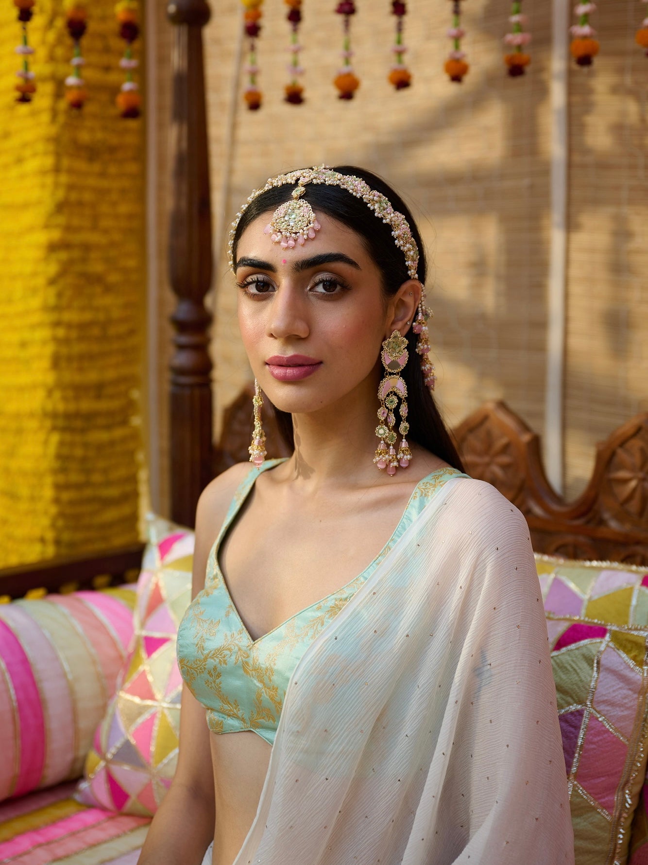 Gul (Earrings With Earchains, Mathapatti & Pair of Hathphool Without Kaleera Set)