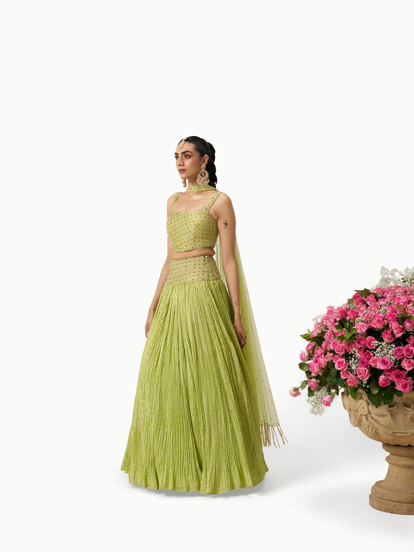 Mehbooba Lehenga Set - Lime Green
