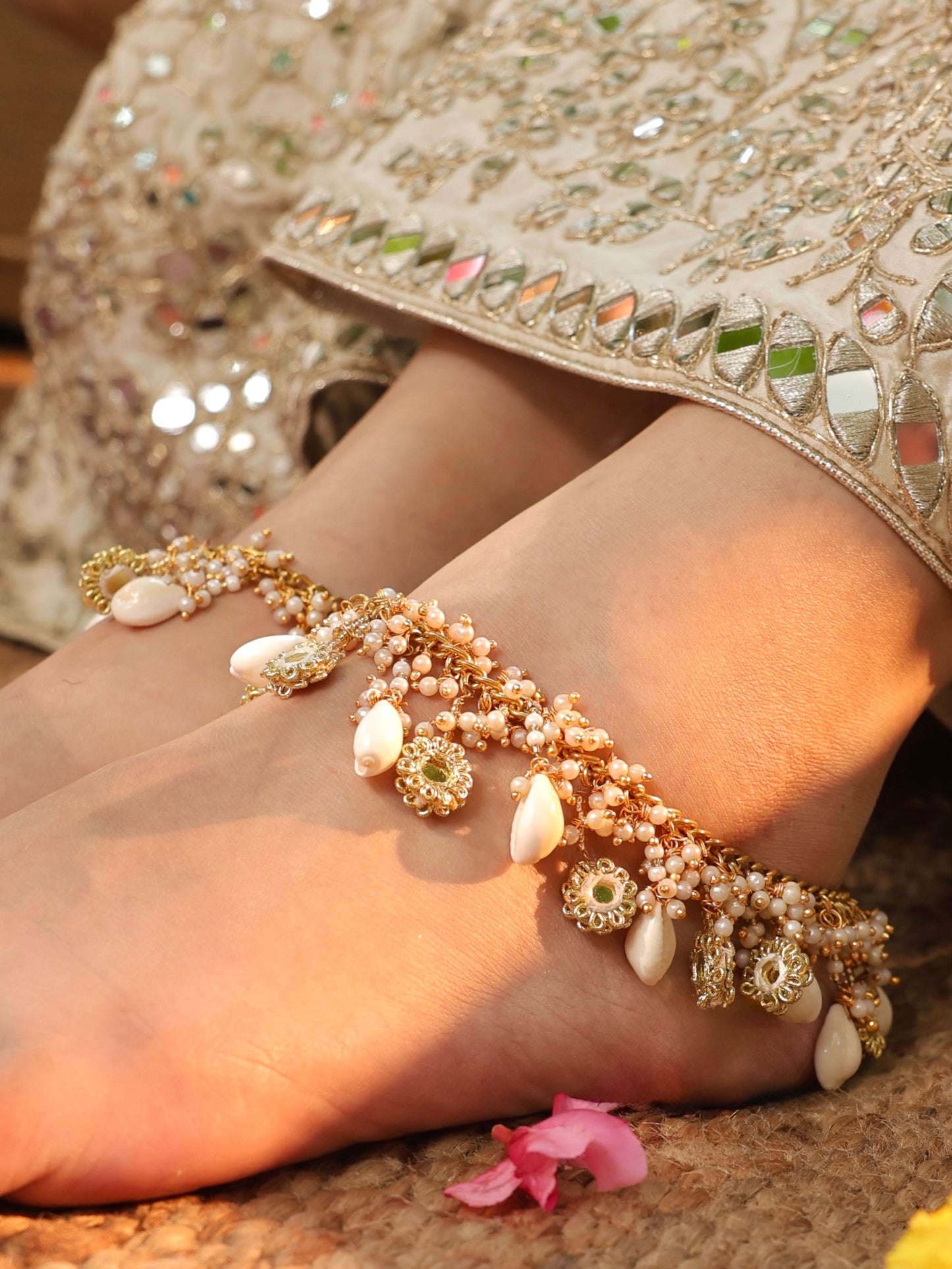 Kaju Katli Cowrie Pair of Payal