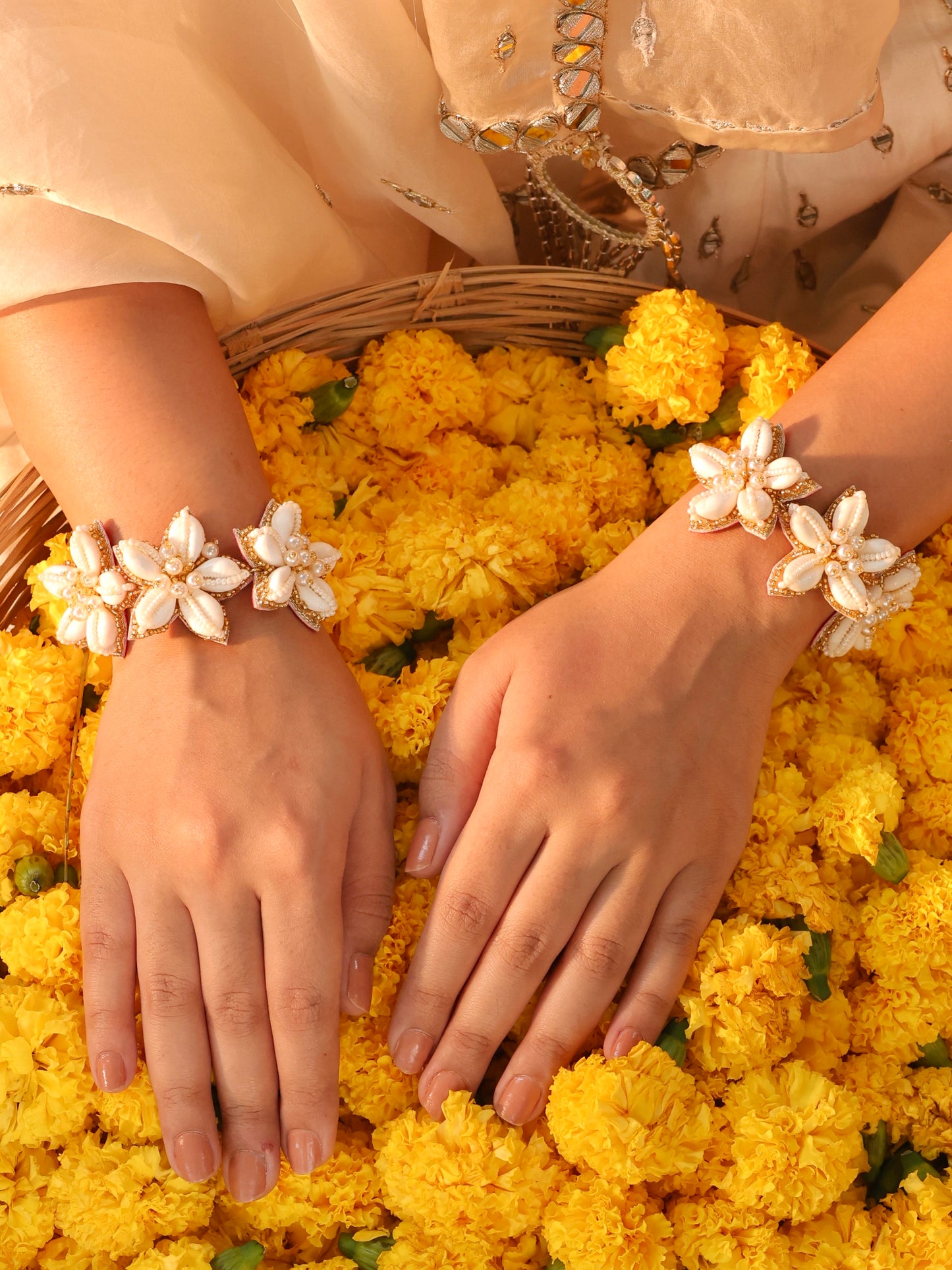 Kaju Katli Cowrie Pair Of Bracelets