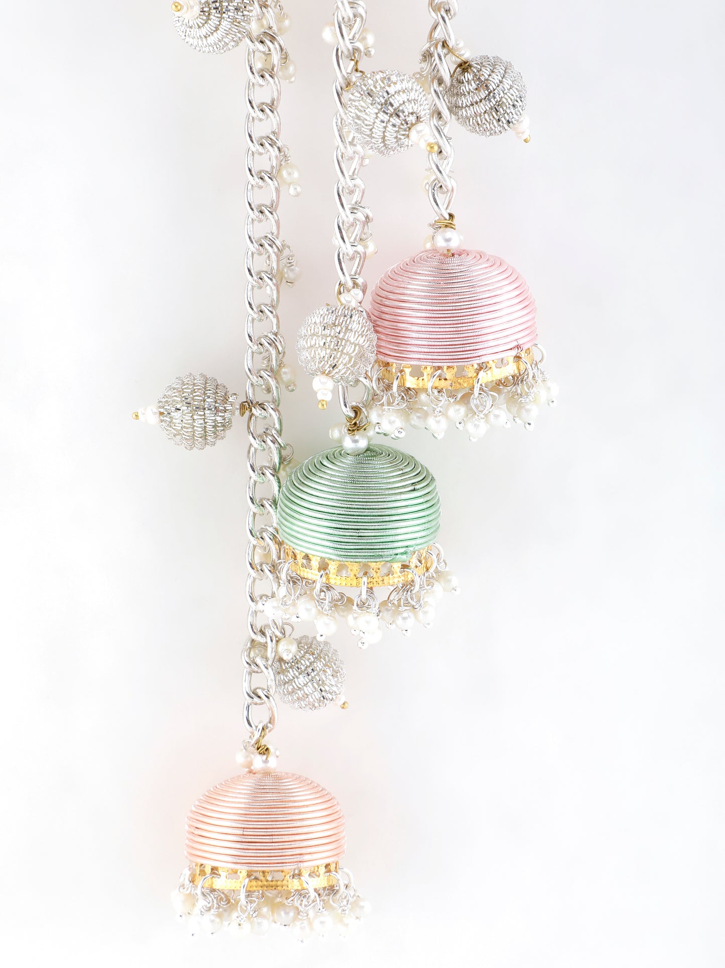 Inaya Pair of Metal-Dabka Latkans