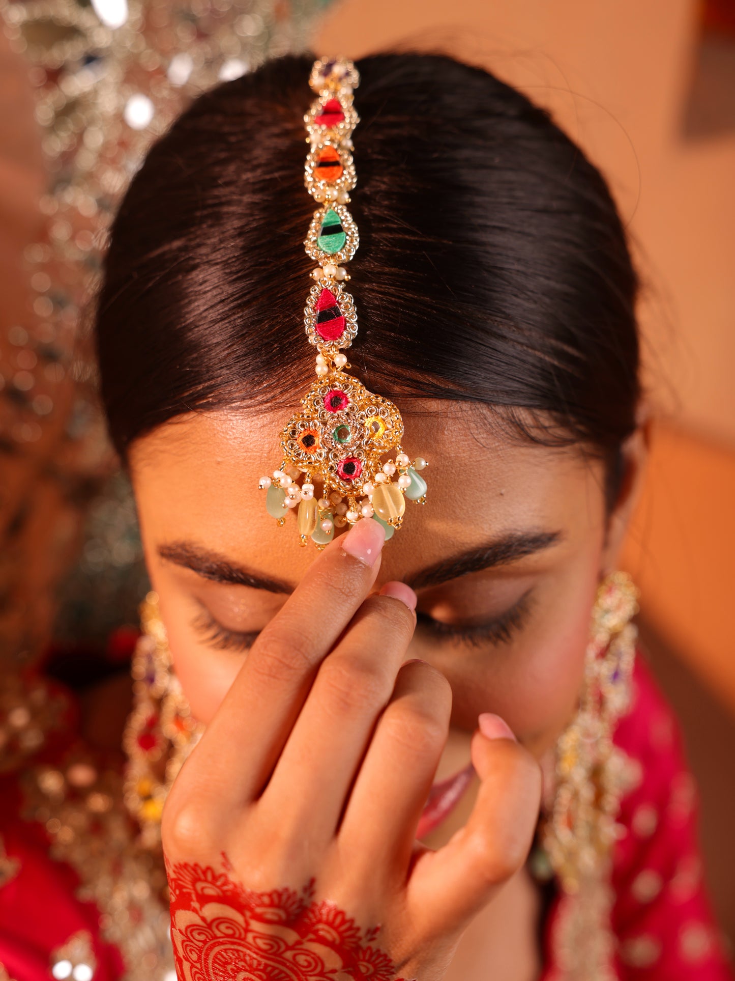 Ishq Multi (3 Tier Earrings & Mangtikka Set)