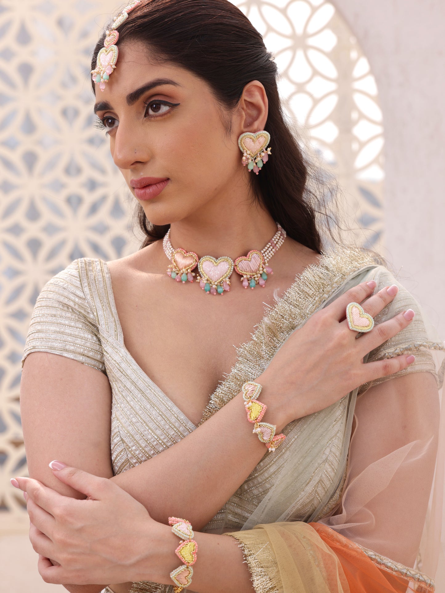 Love Bug (Stud Earrings, Mangtikka, Choker, Pair Of Bracelets & Ring Set)