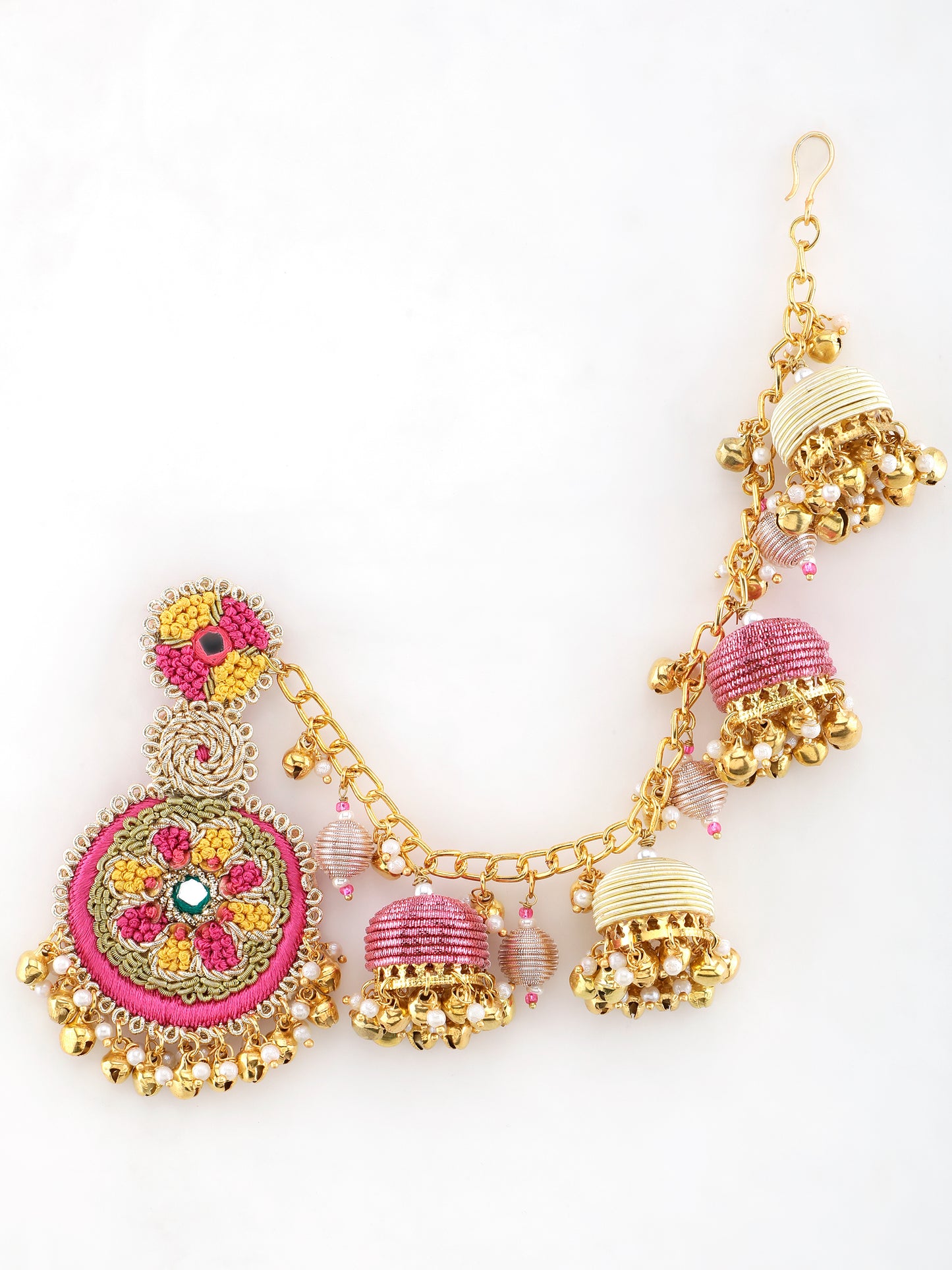 Noor Earrings With Tokri Earchains