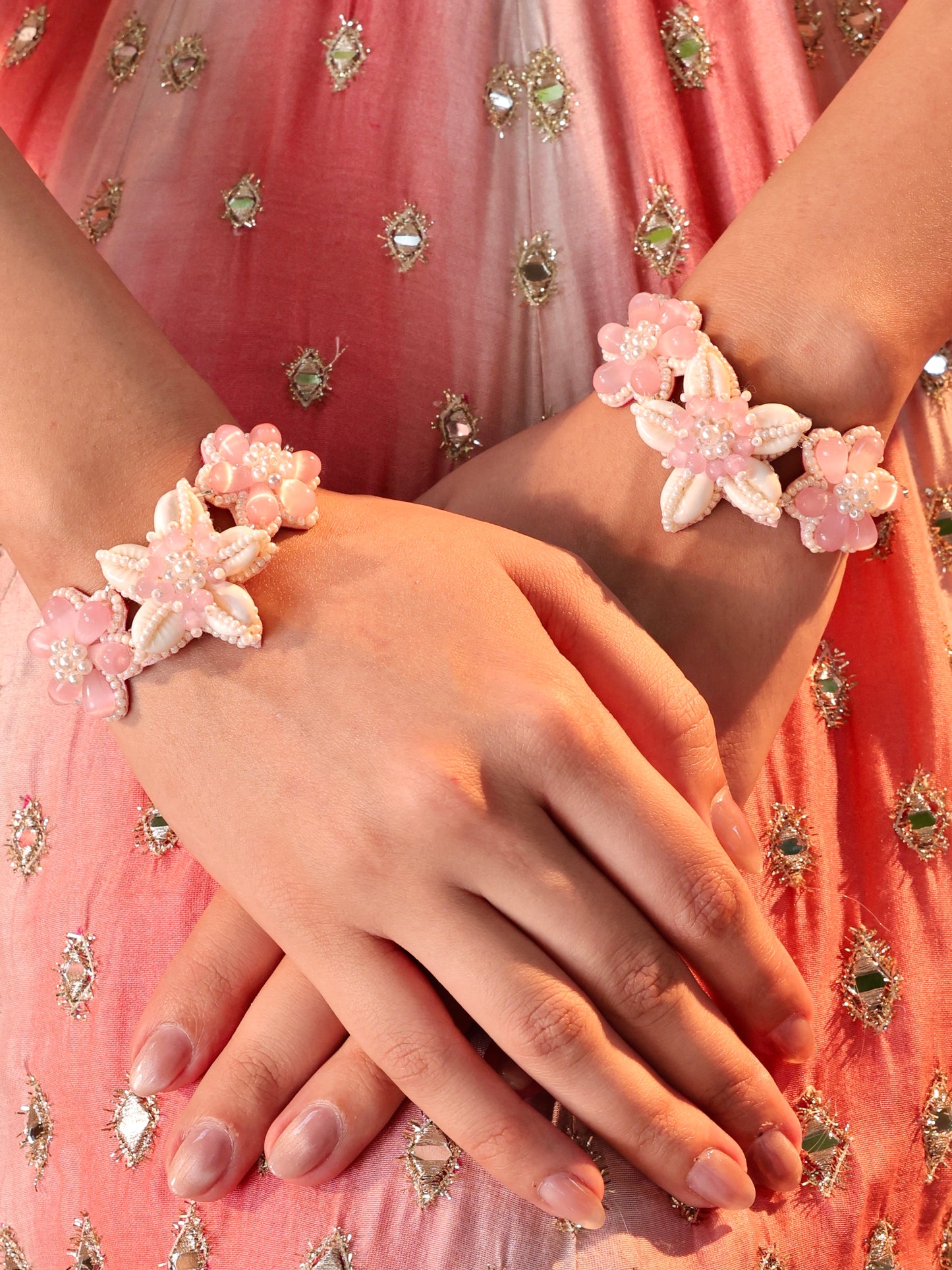 Rose Cowrie Pair of Bracelet
