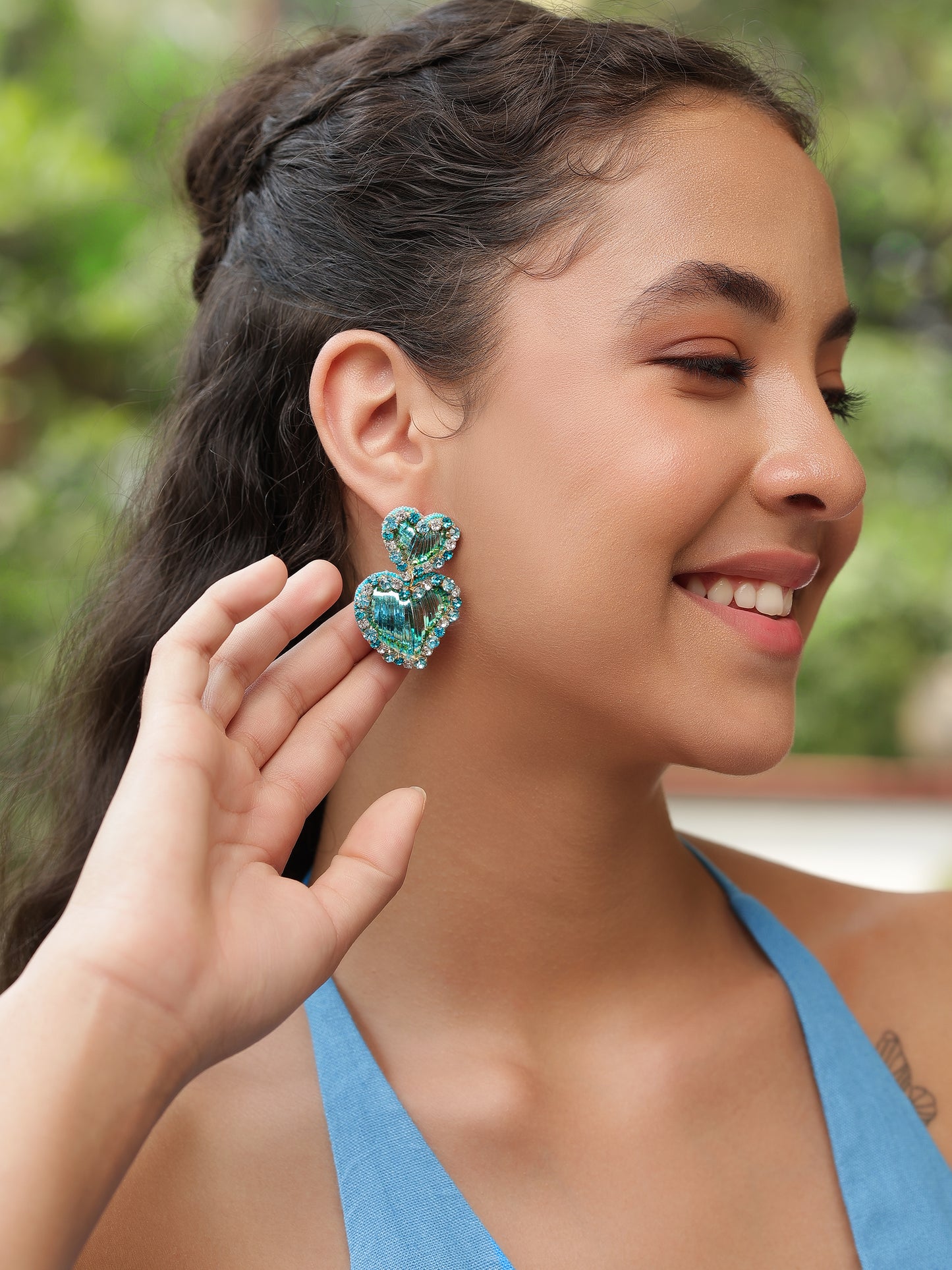 Sweetheart Sparkle Earrings - Blue