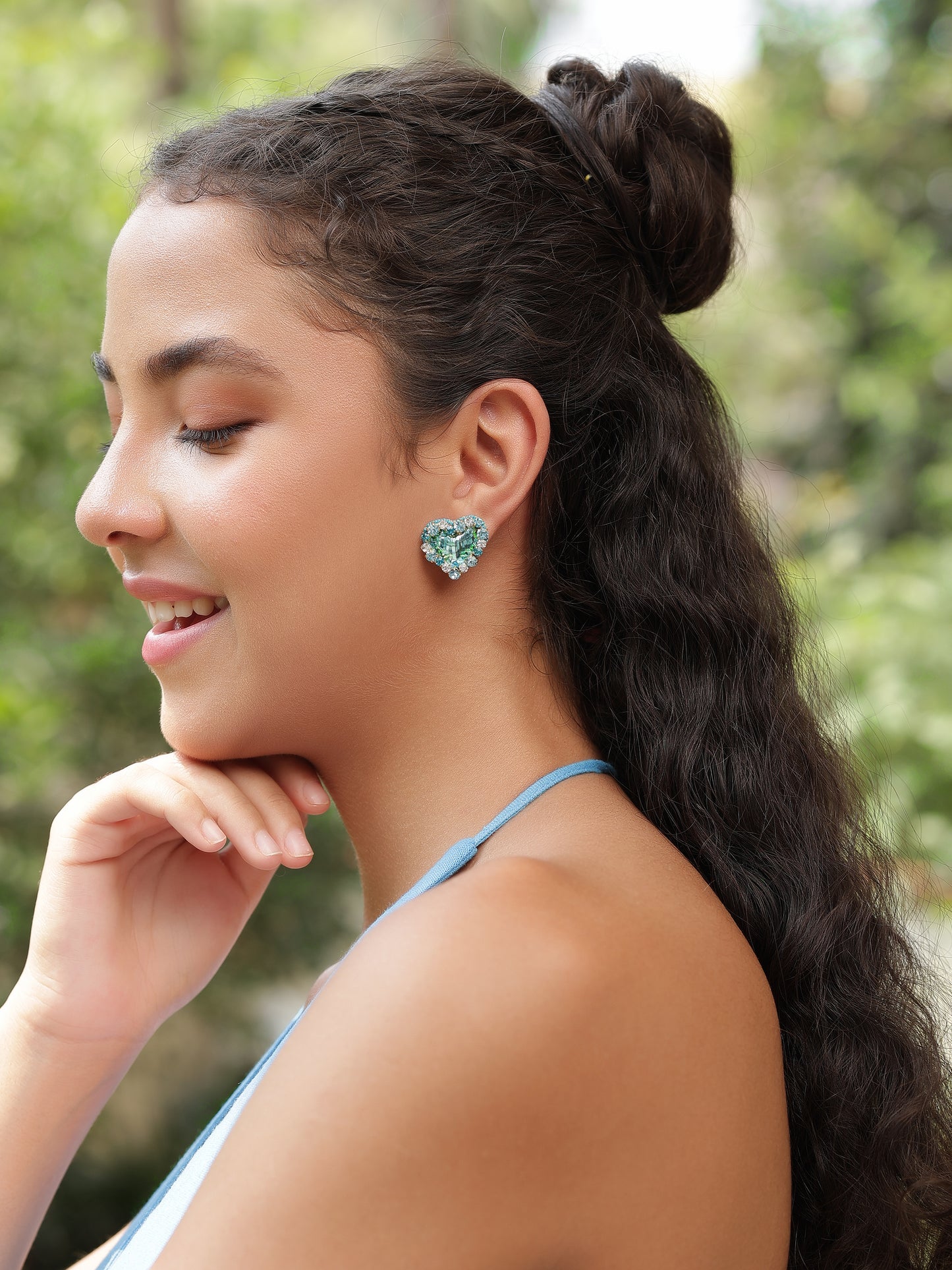 Sweetheart Sparkle Mini Stud Earrings - Blue