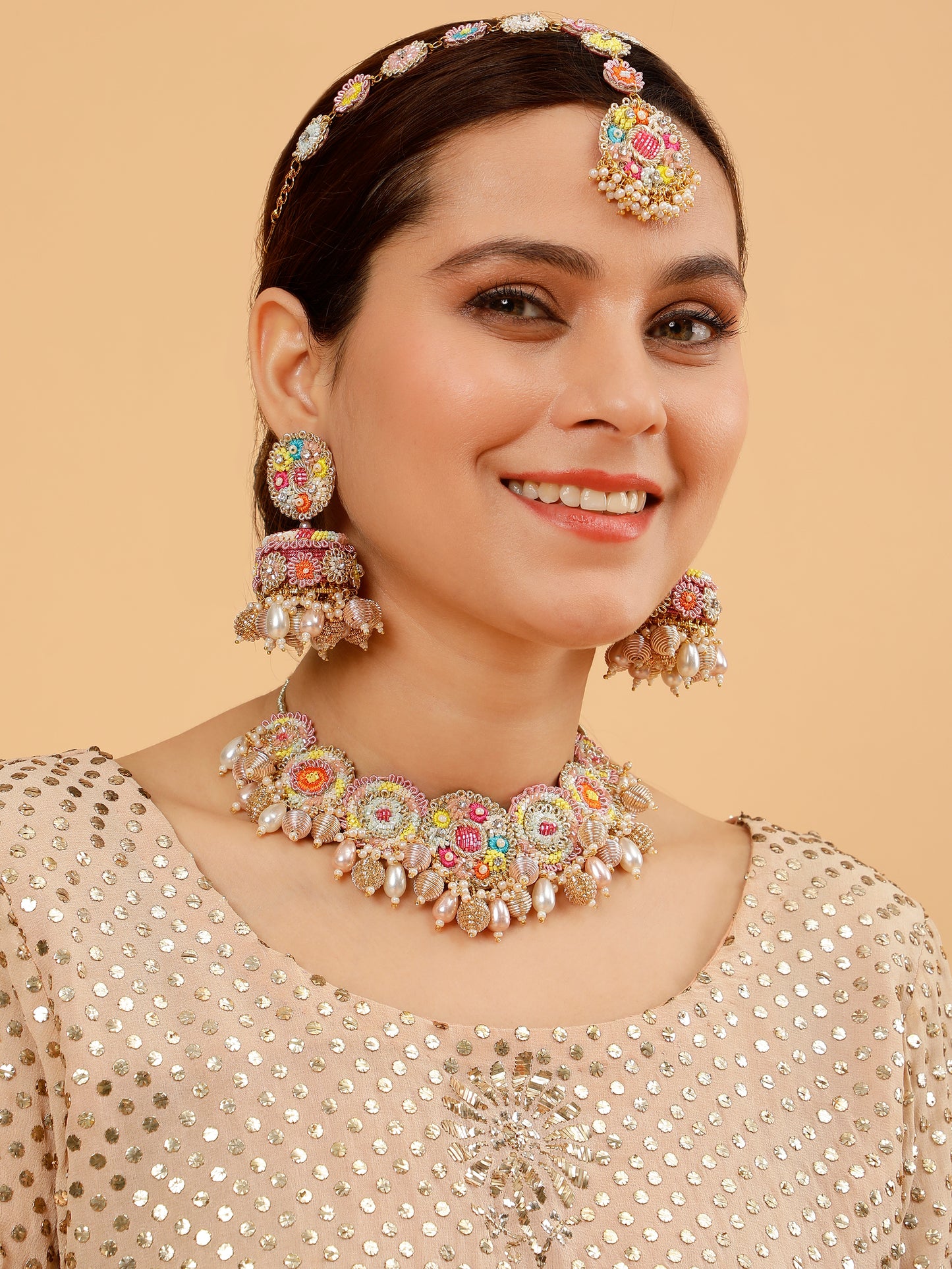 Zunaira (Earrings, Mathapatti & Necklace Set)