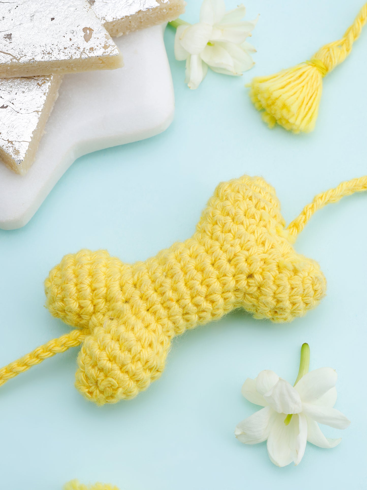 Bone Crochet Pet Rakhi - Yellow