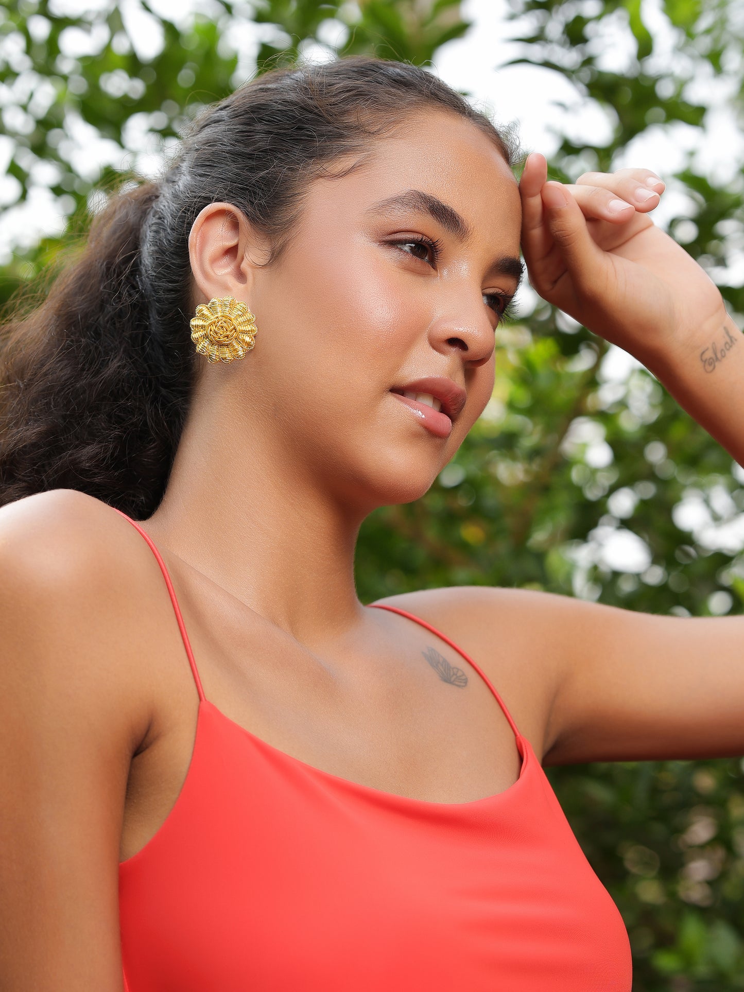 Floral Stud Earrings - Gold