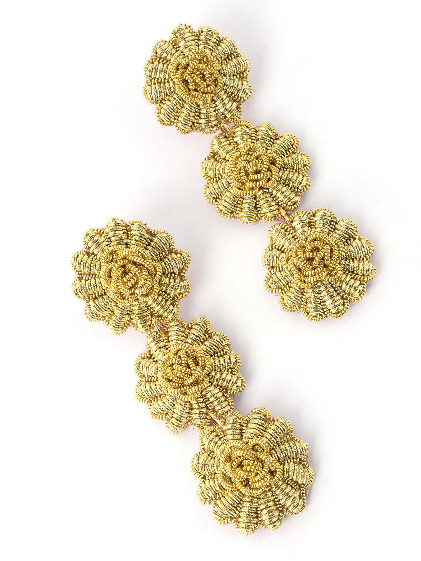Floral Drop Earrings - Gold