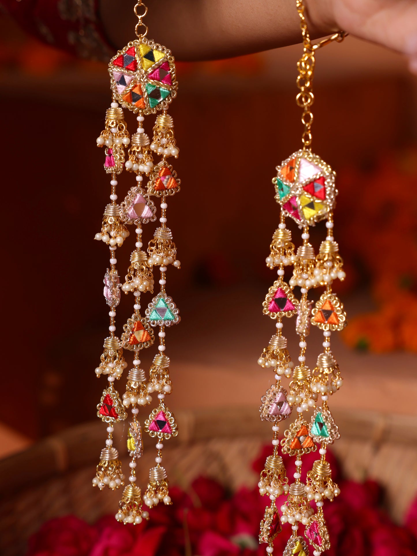 Gulaal Pair of Embroidered Latkans