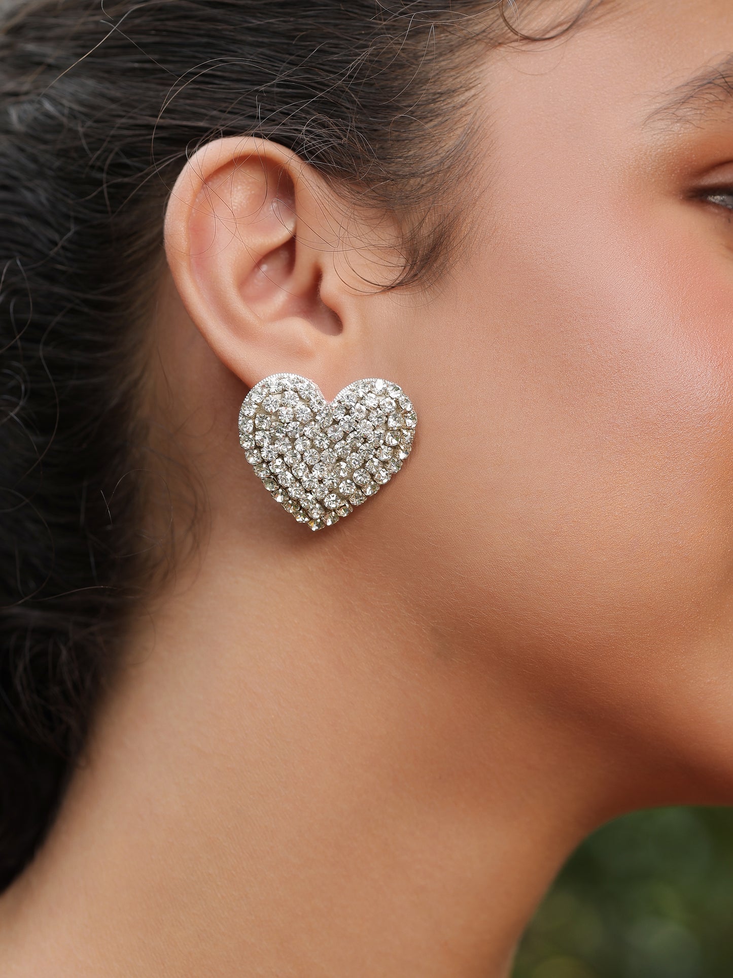 Mini Heart Rhinestone Earrings