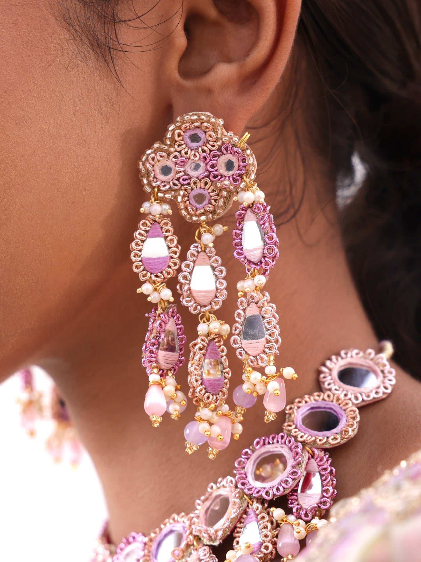 Ishq Lilac 2 Tier Earrings
