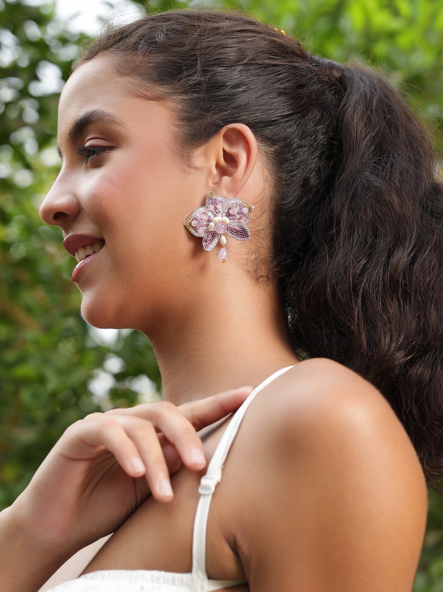 Lavender Rose Earrings