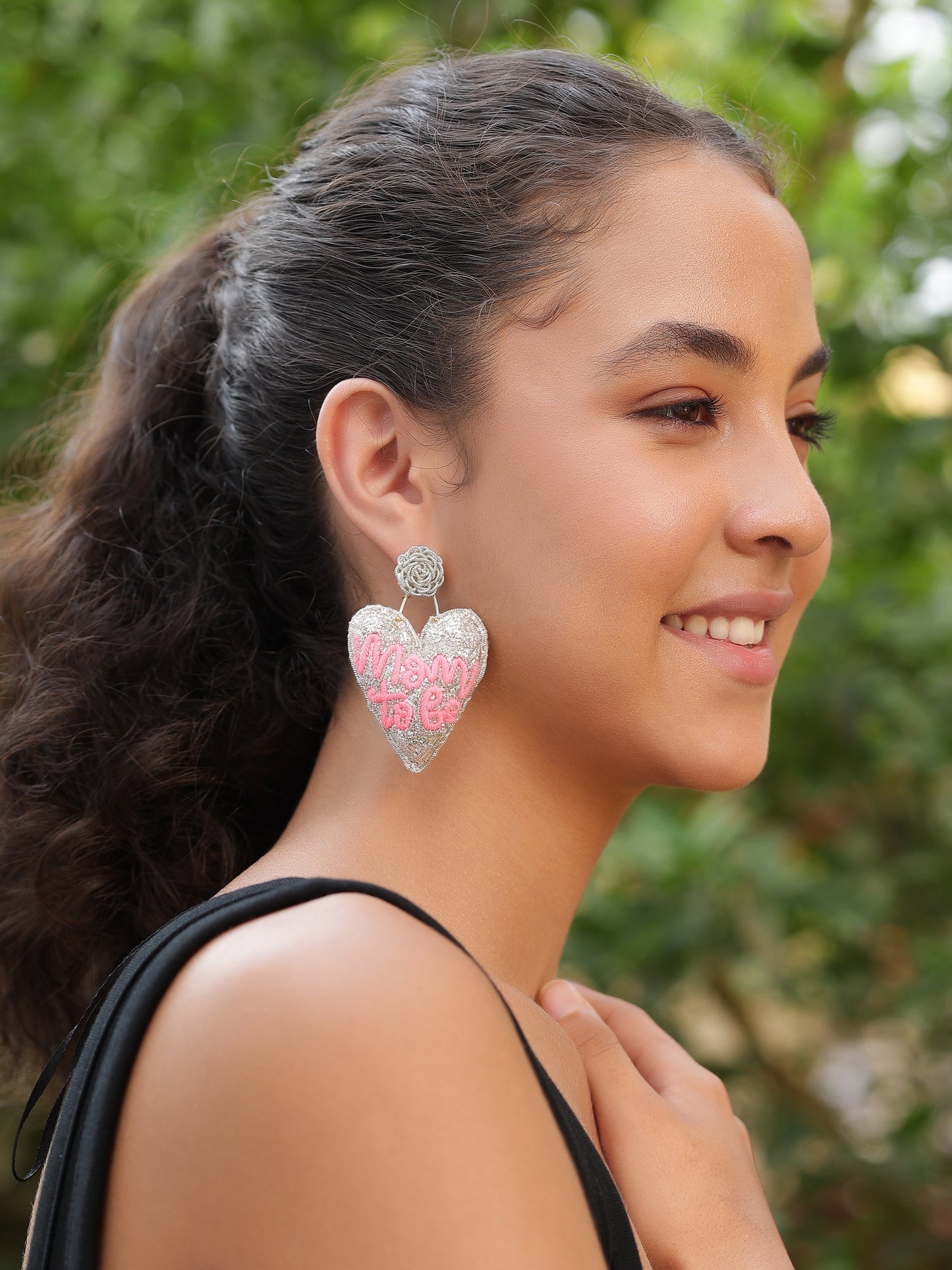 Mom To Be Earrings - Silver