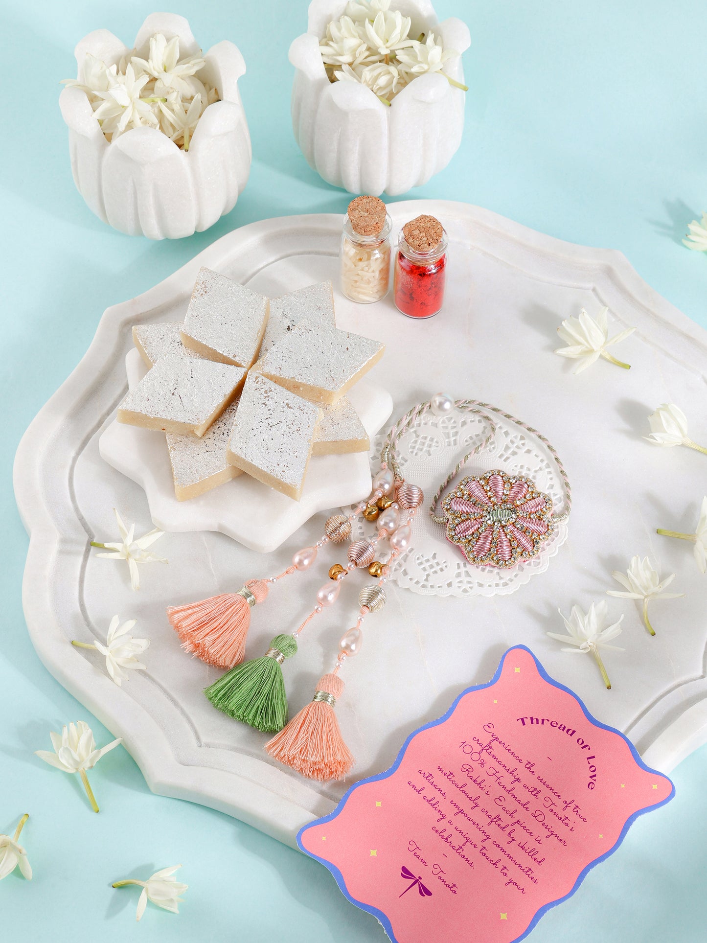 Pastel Flower Lumba Rakhi