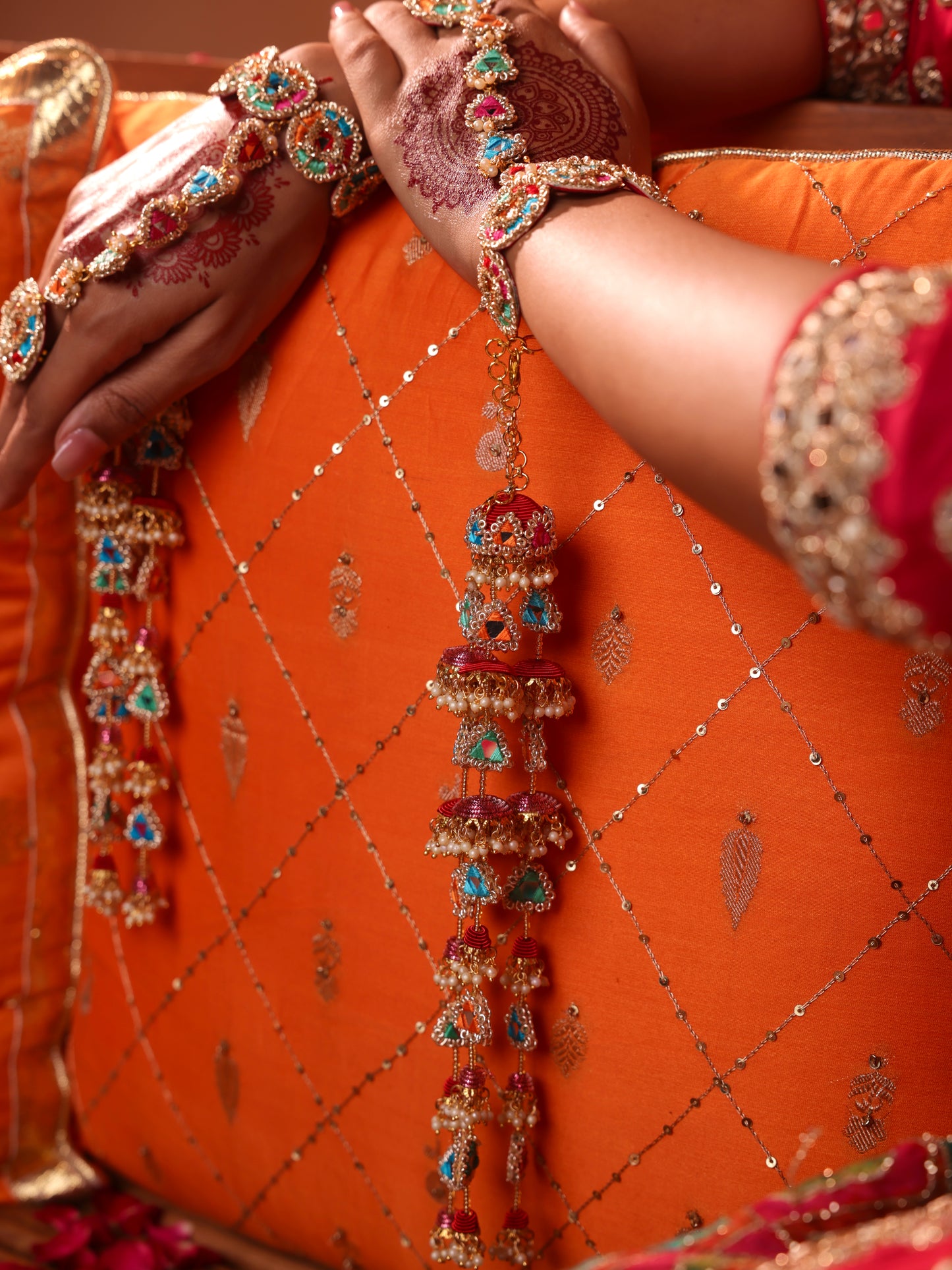 Phulkari Pair Of Embroidered Latkans