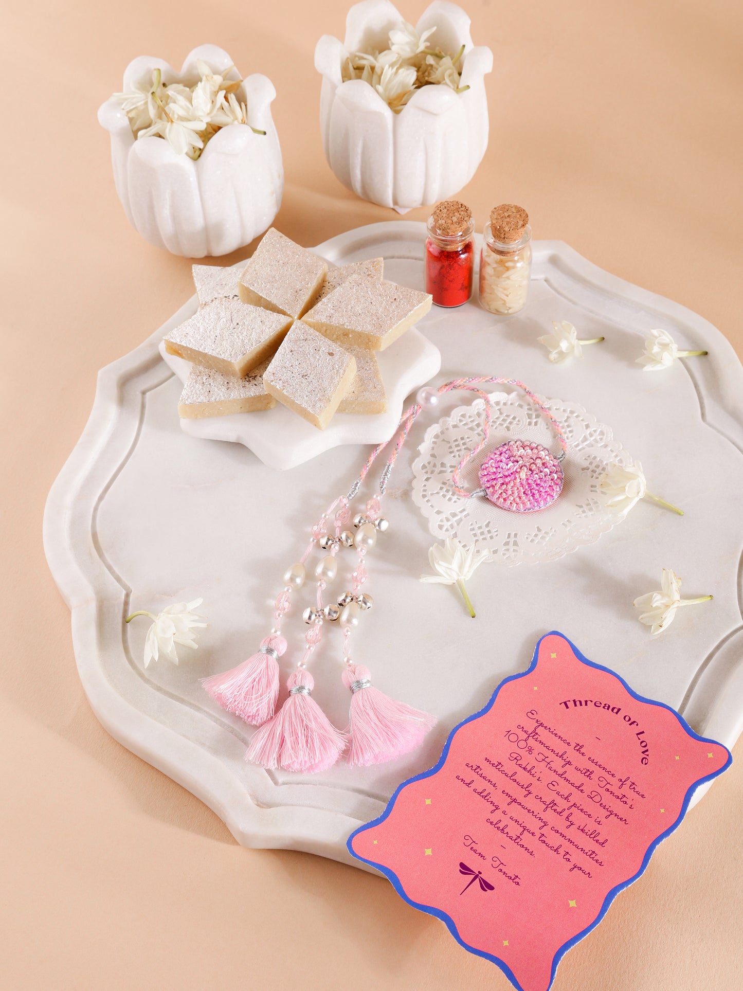 Sequins Pink Lumba Rakhi