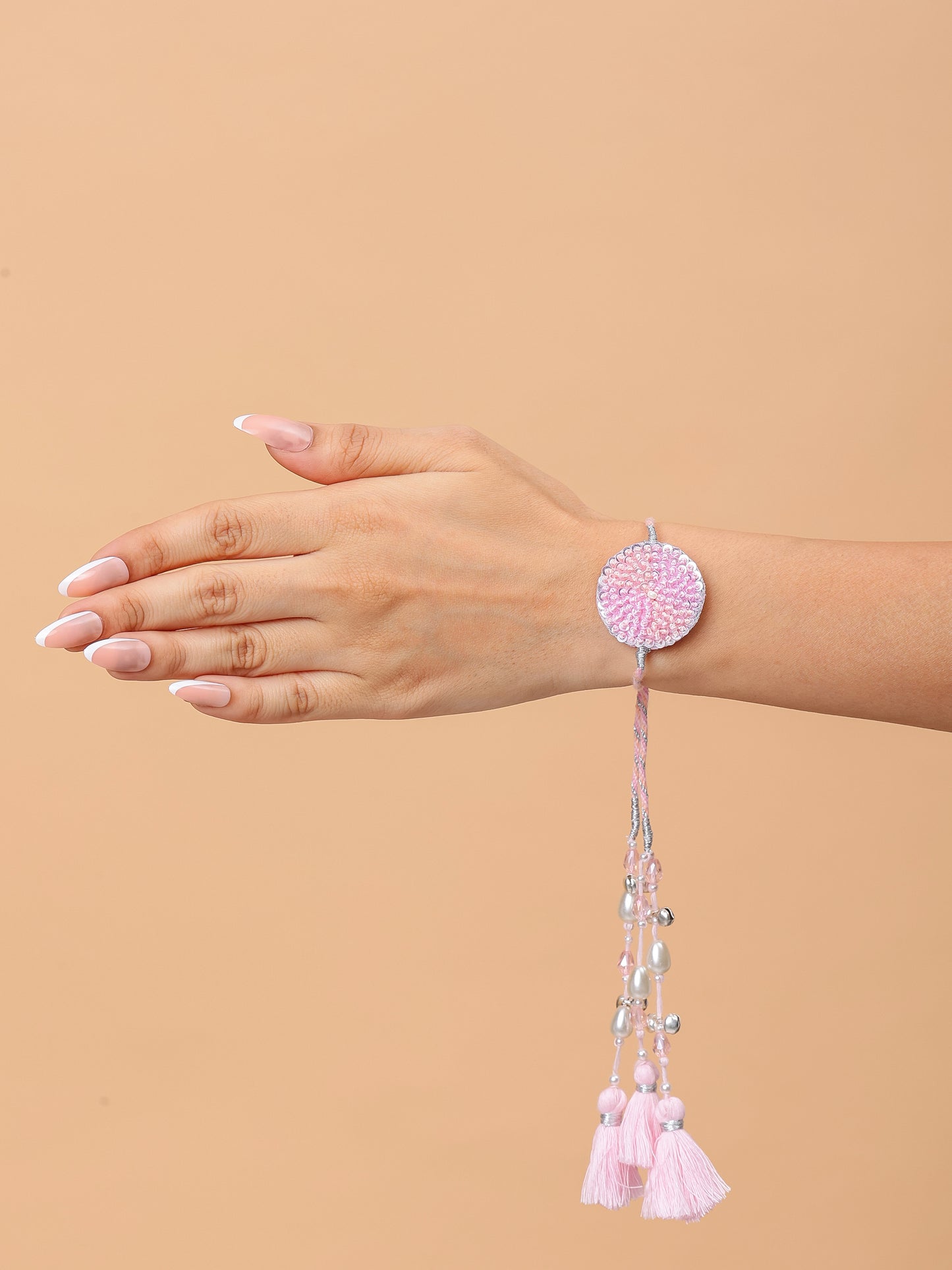Sequins Pink Lumba Rakhi