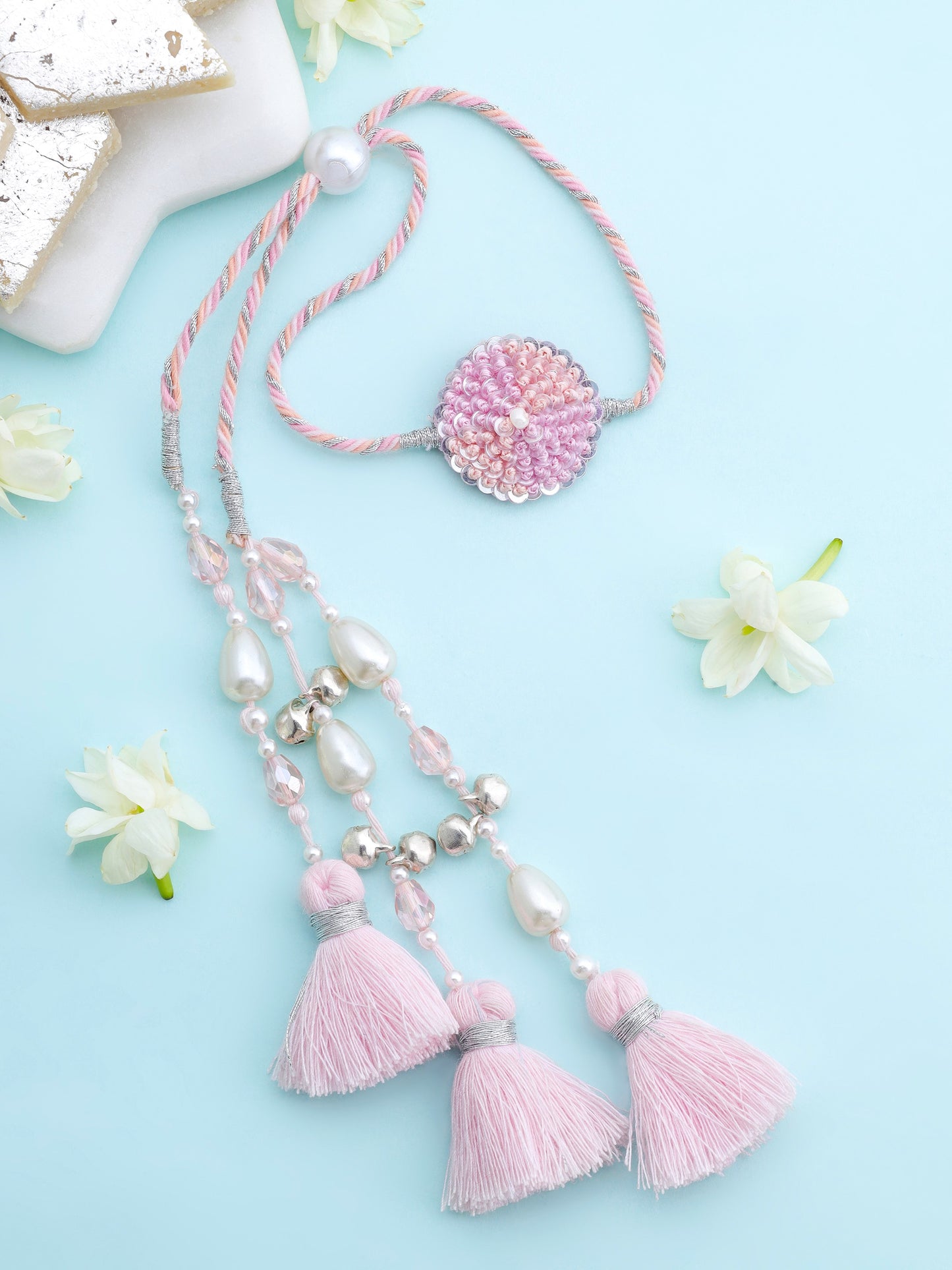 Sequins Pink Lumba Rakhi