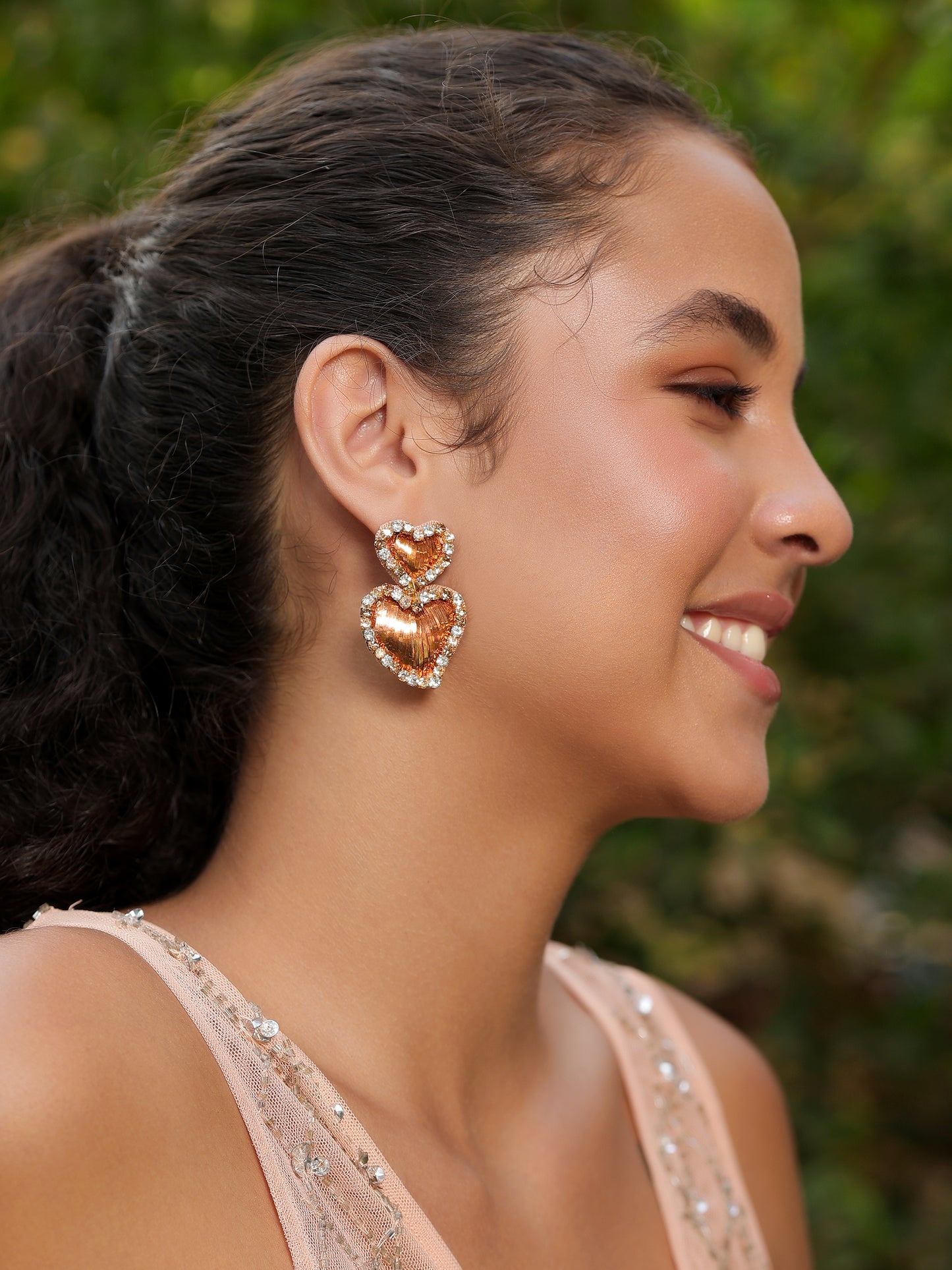 Sweetheart Sparkle Earrings - Peach