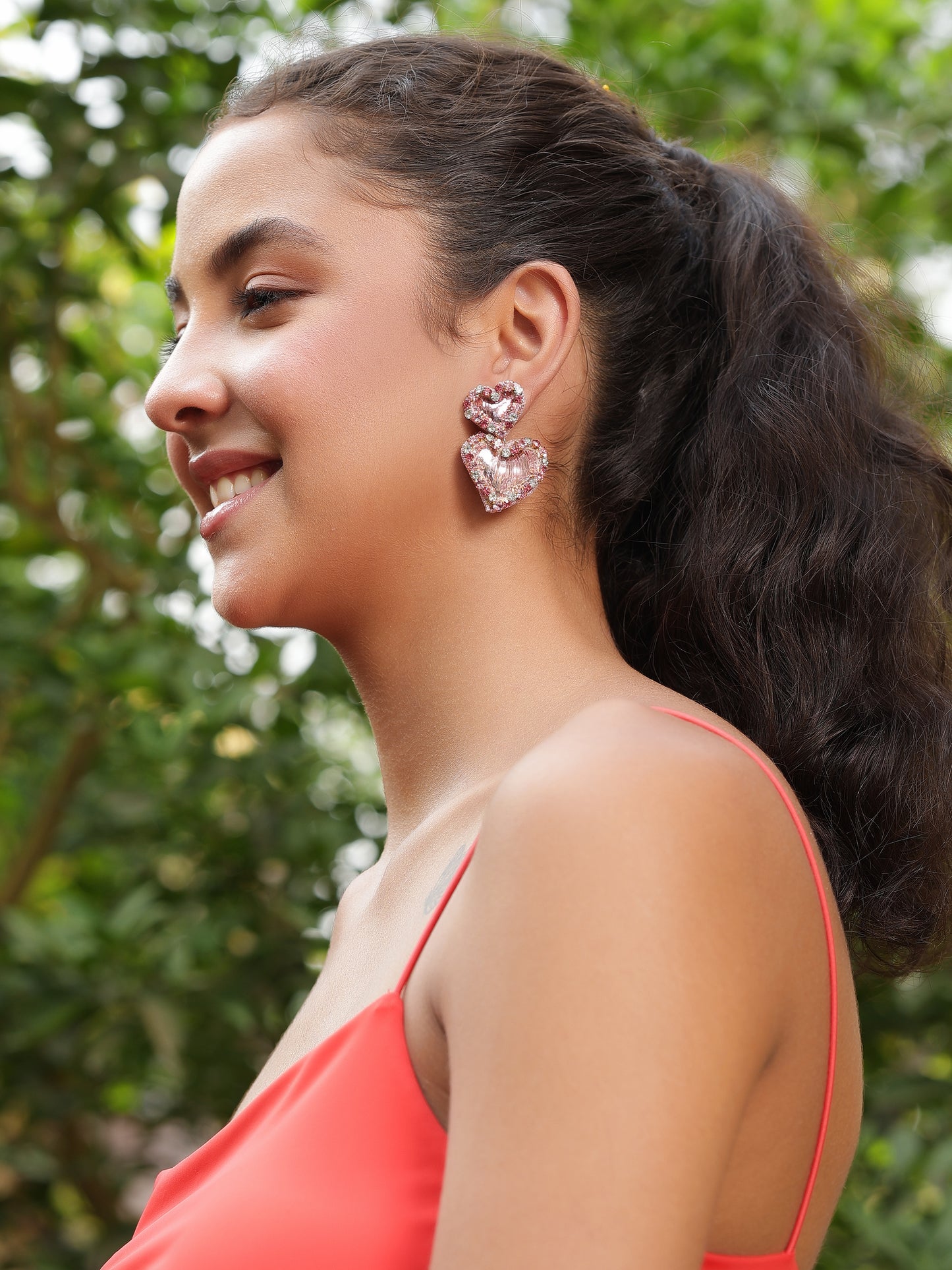 Sweetheart Sparkle Earrings - Pink