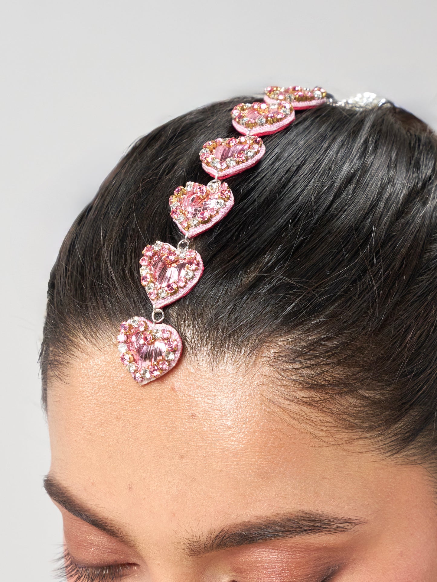 Sweetheart Sparkle Pink Dangler Earrings, Mangtikka & Pair Of Hathphool Set