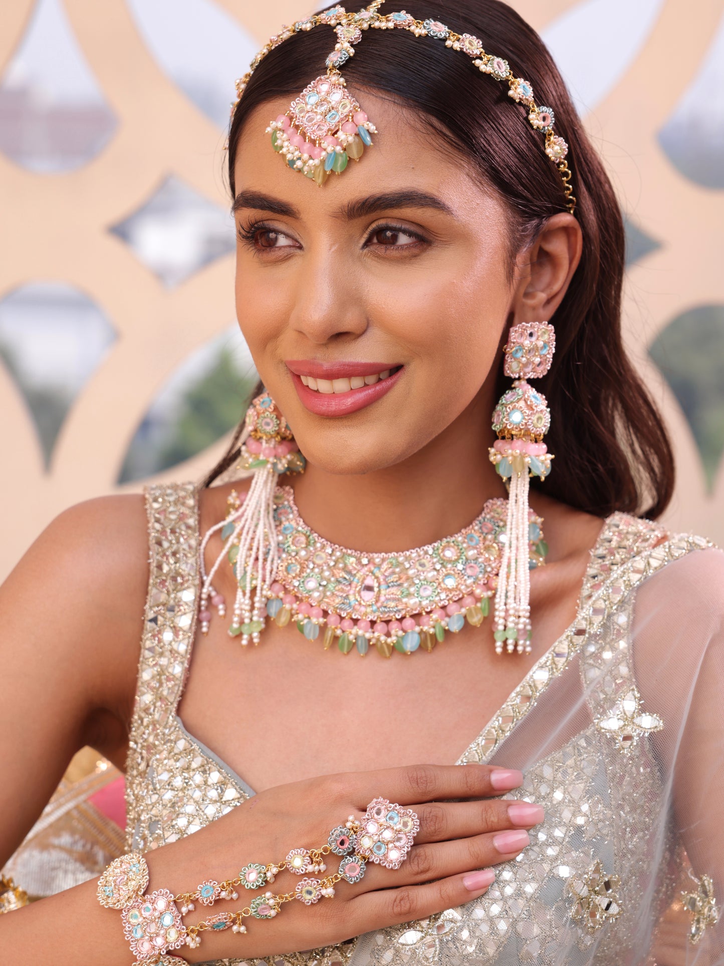 Ulfat (Jhumki Earrings, Mathapatti, Necklace & Pair of Hathphool Set)