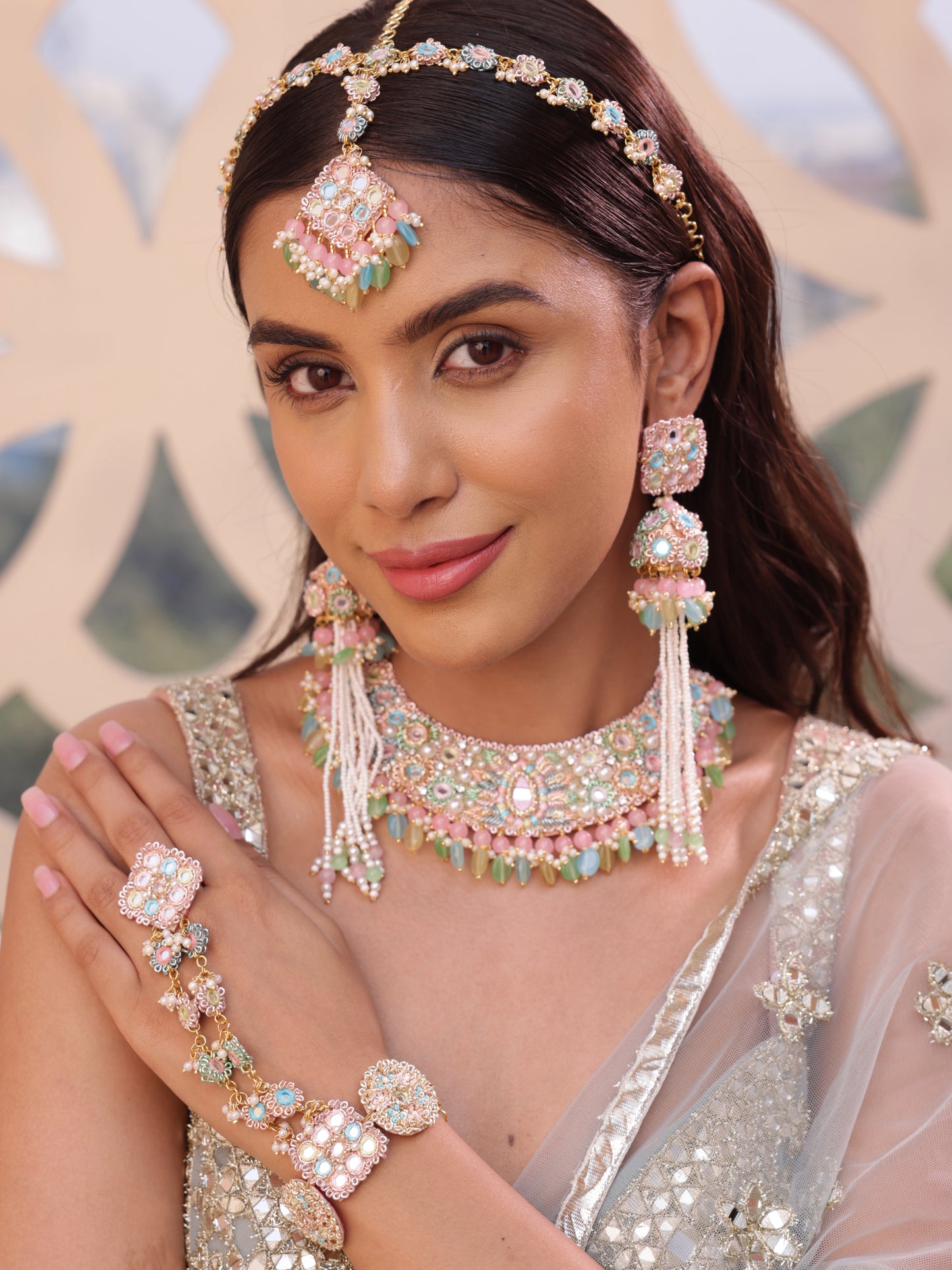 Ulfat (Jhumki Earrings, Mathapatti, Necklace & Pair of Hathphool Set)