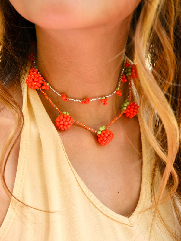 Orange Beaded Necklace Set of 2 Chains - Tonoto (7722462707958)
