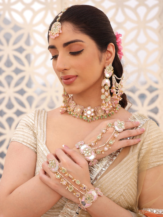 Gul (Earrings with Earchain, Mangtikka, Choker & Pair of Hathphool)