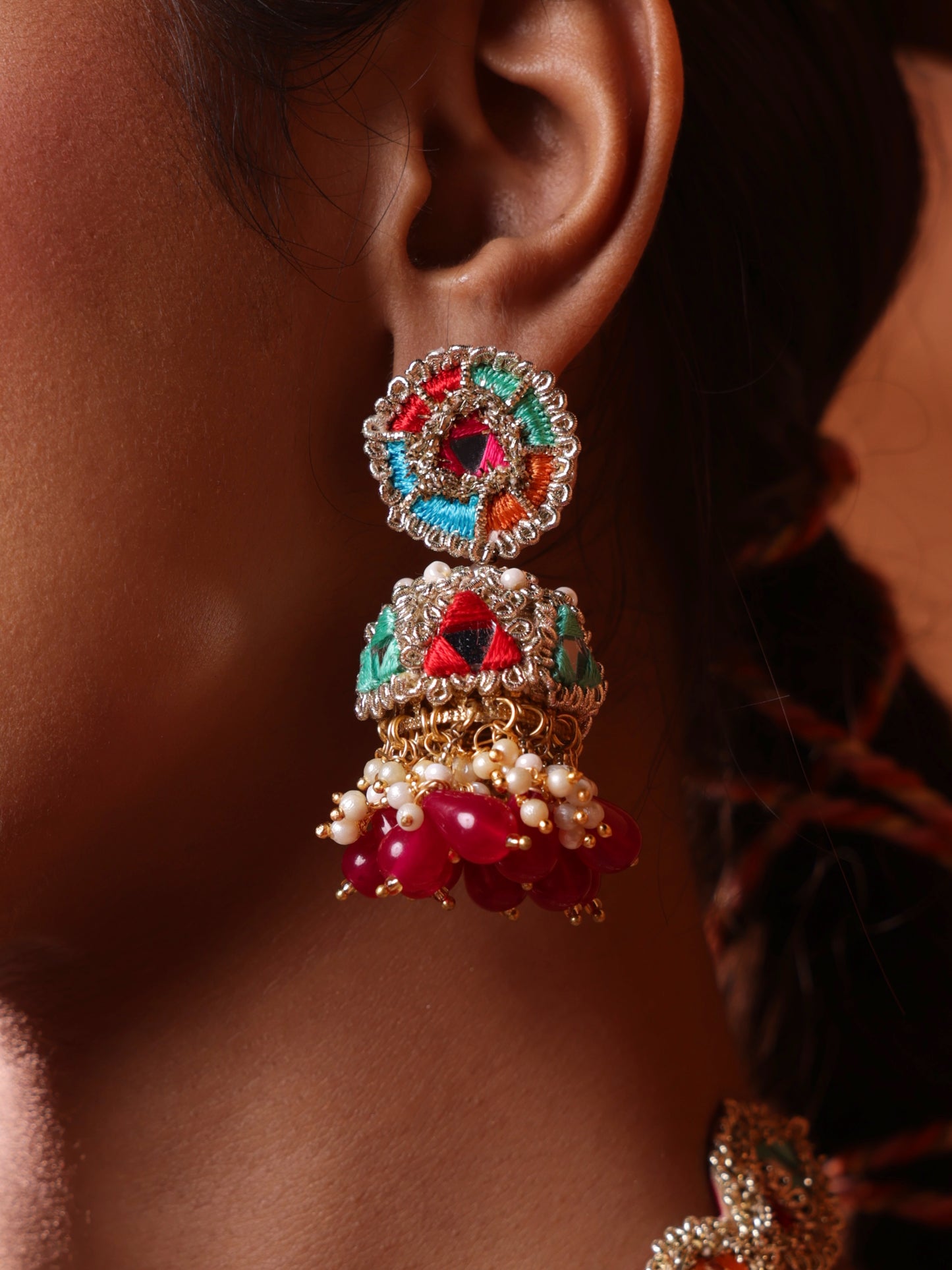 Phulkari (Jhumki Earrings, Mangtikka, Sleek Necklace & Pair of Hathphool)