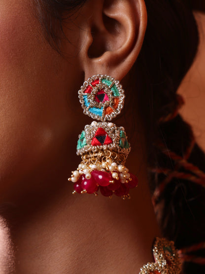 Phulkari (Jhumki Earrings, Mangtikka, Sleek Necklace & Pair of Hathphool)