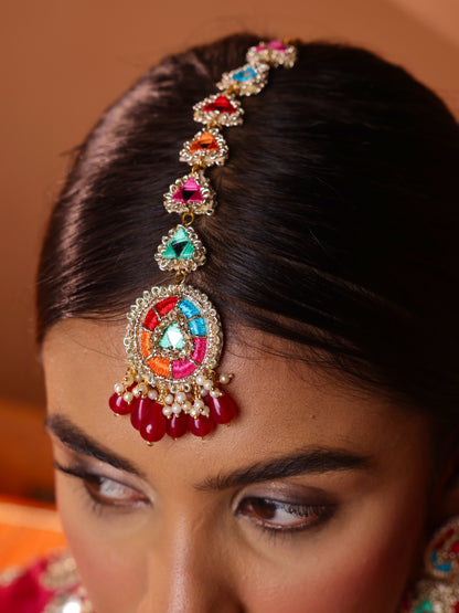 Phulkari (Jhumki Earrings, Mangtikka, Sleek Necklace & Pair of Hathphool)