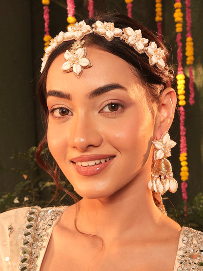 Kaju Katli Cowrie Jhumki Earrings